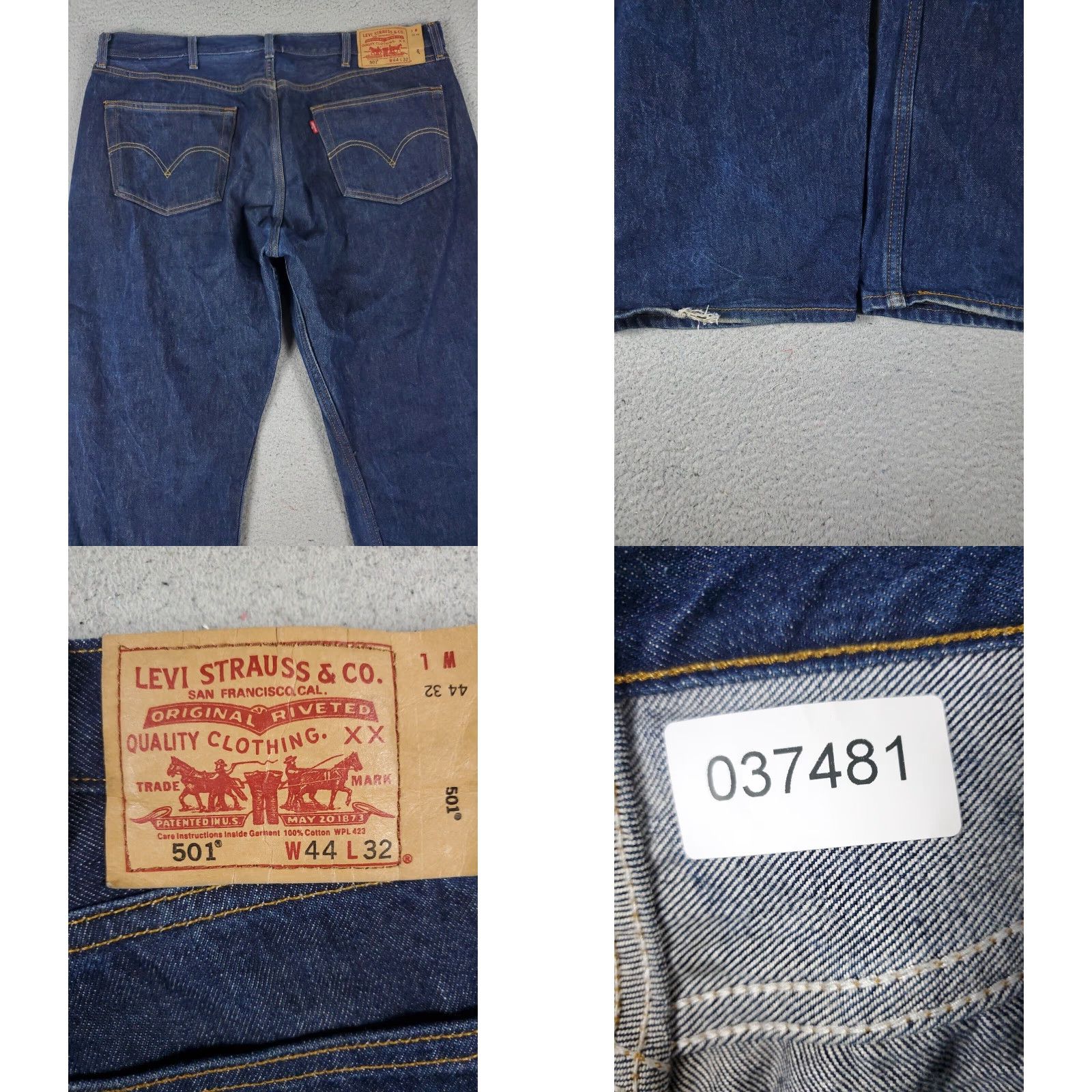 Levi's Levis 501 Jeans Mens 44x32 Blue Straight Leg Denim Pants Size US 44 / EU 60 - 8 Thumbnail