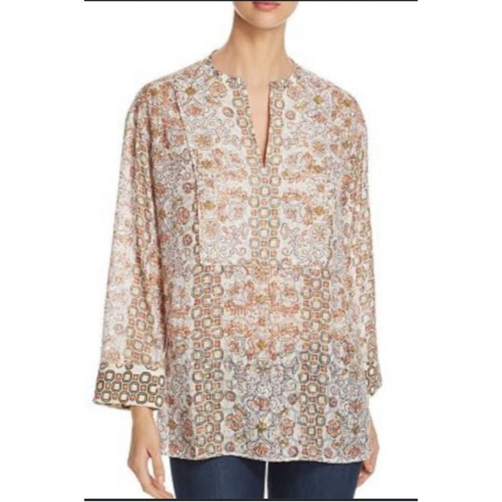 image of Tory Burch Adrian Metallic Hicks Garden Tunic, Women's (Size Small)