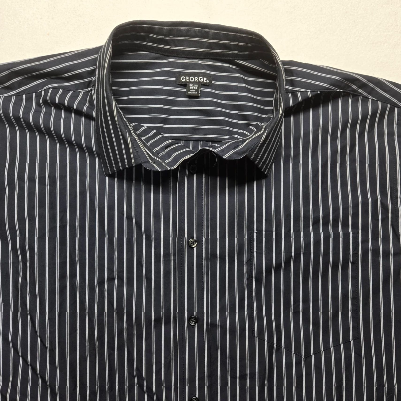 George George Shirt Adult 2XL Black Plaid Button-Up Long Sleeve Cotton Blend Mens Size US XXL / EU 58 / 5 - 2 Thumbnail