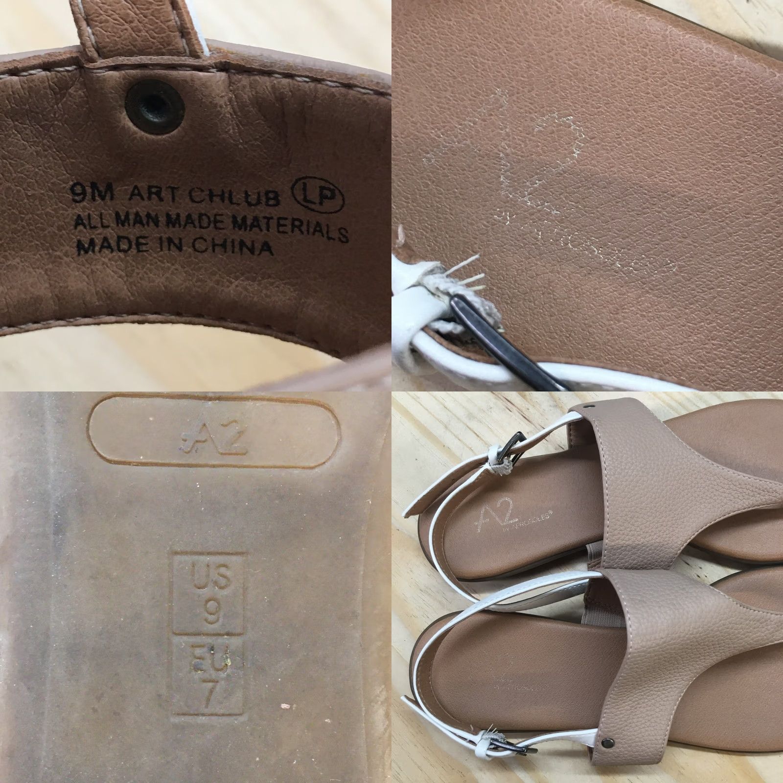 Vintage Aerosoles Sandals Womens 9 M Thong Slingback Beige Faux Leather Size US 9 / IT 39 - 9 Thumbnail