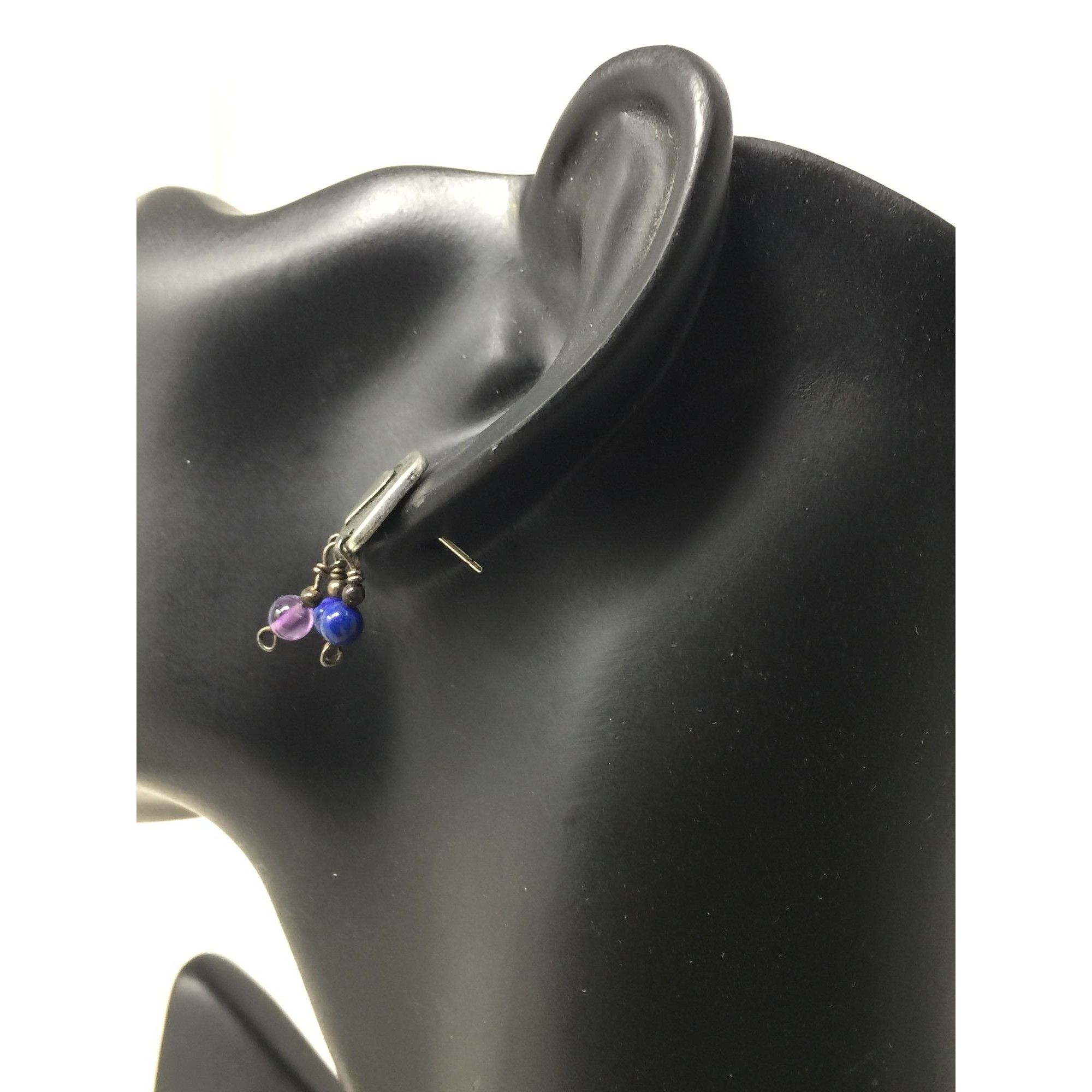 Other Women's Squared Silver tone and Purple Beaded Dangle Heart E Size ONE SIZE - 6 Thumbnail
