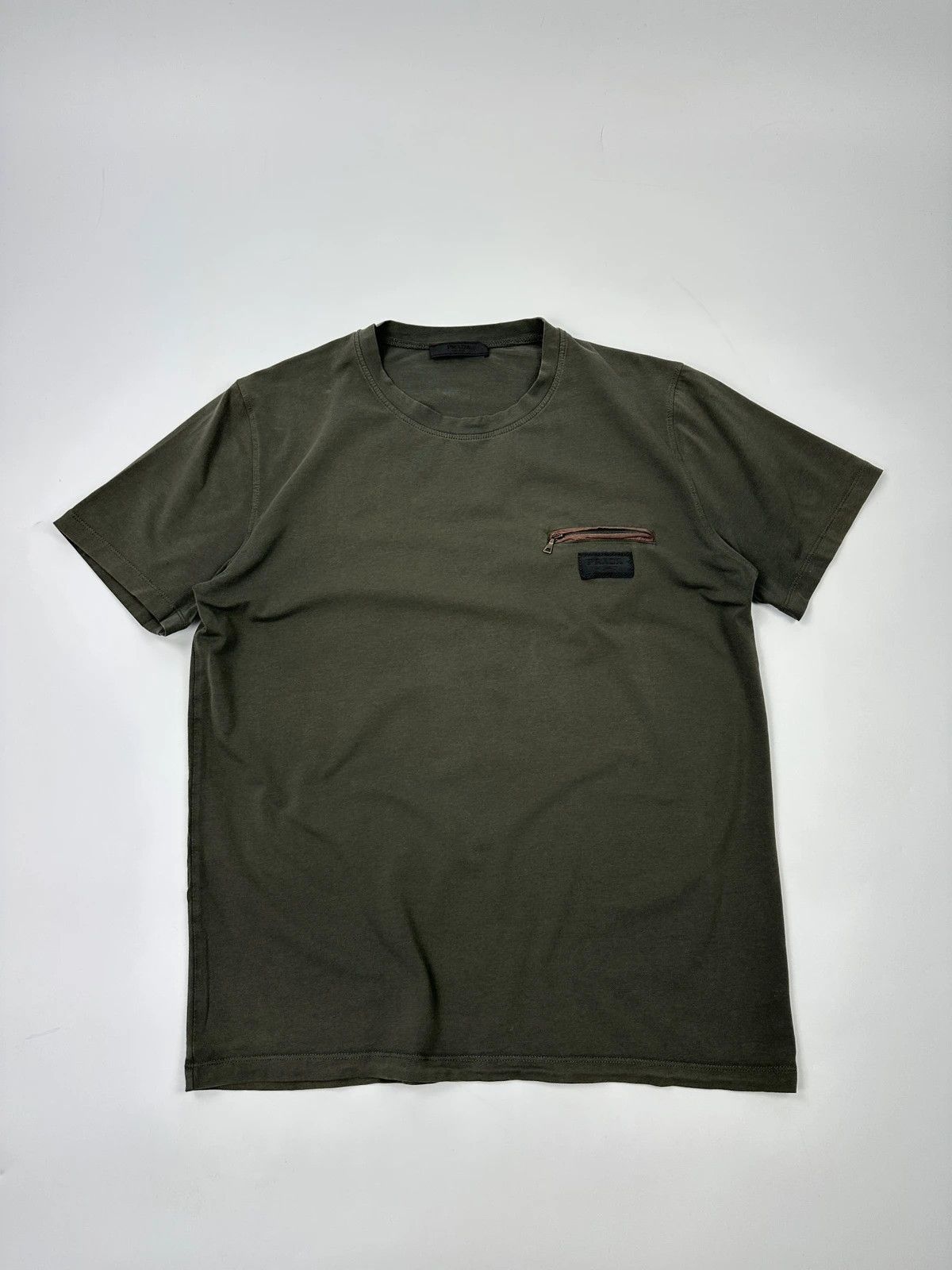 Prada Prada Milano Zip Chest Pocket Khaki Tee Size US M / EU 48-50 / 2 - 1 Thumbnail