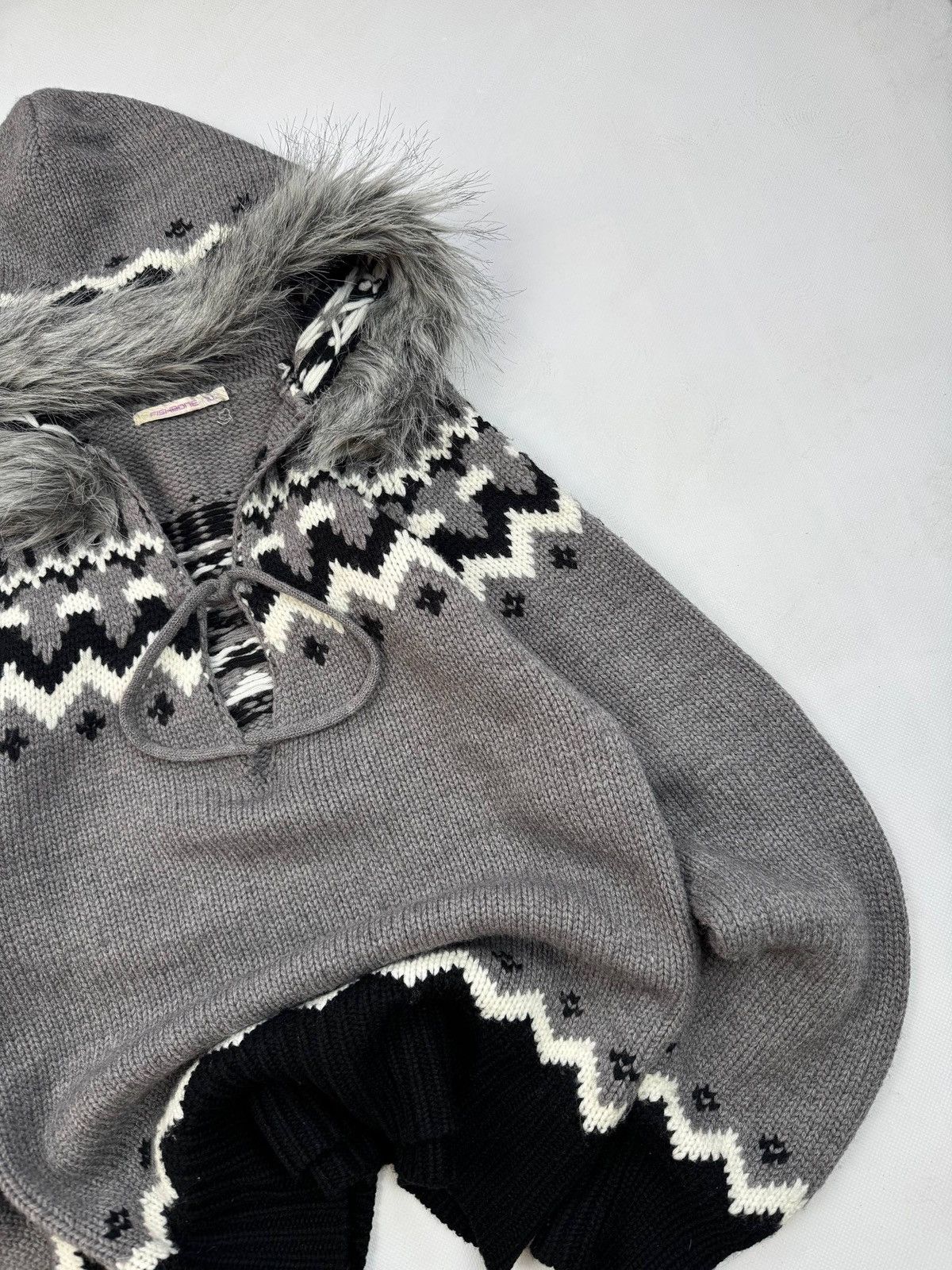 Other Avant Garde Y2k Chunky Nordic Knit Fur Hood Sweater Size XL / US 12-14 / IT 48-50 - 2 Thumbnail