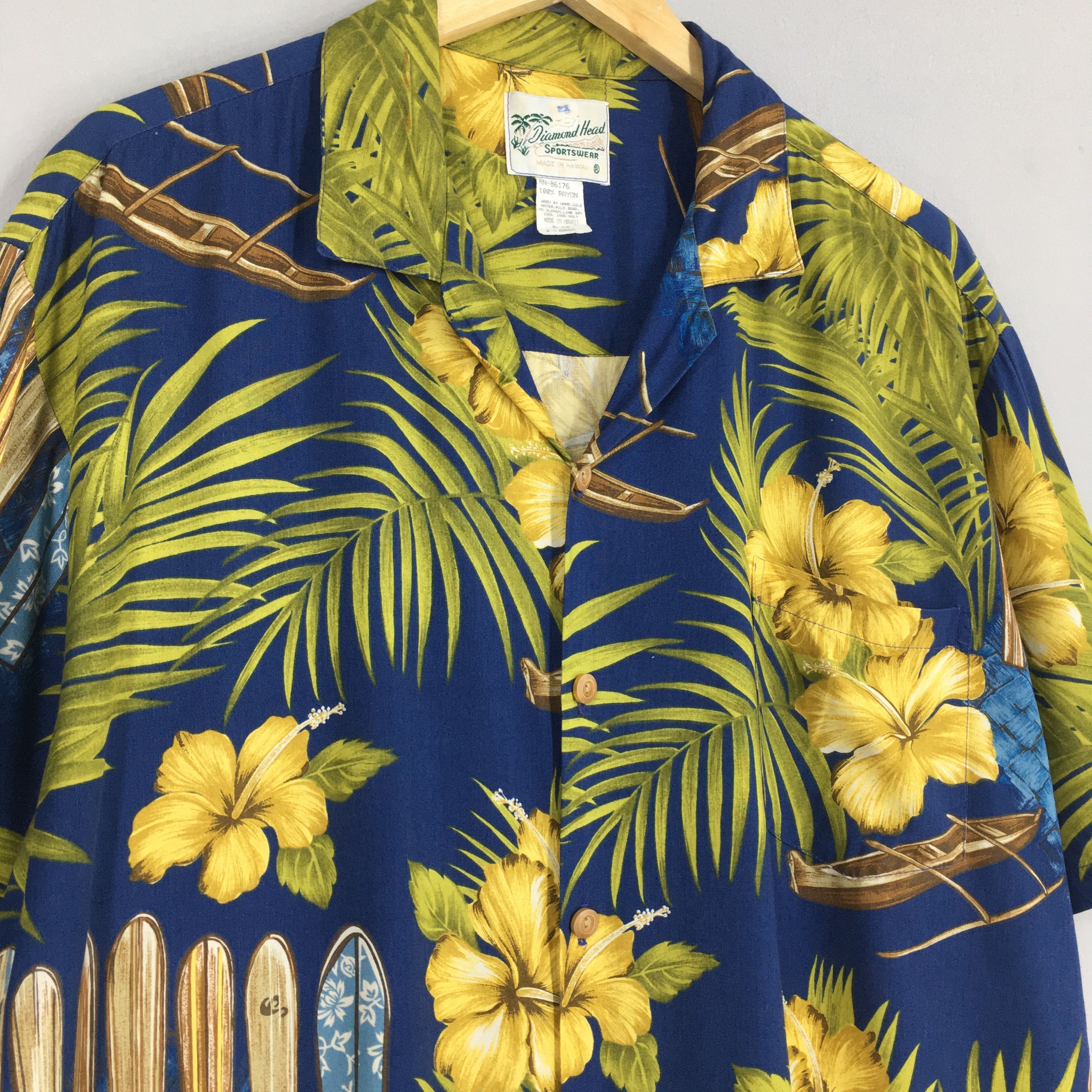 Vintage Vintage Diamond Head Floral Leaves Hawaii Shirt XLarge Size US XL / EU 56 / 4 - 3 Thumbnail