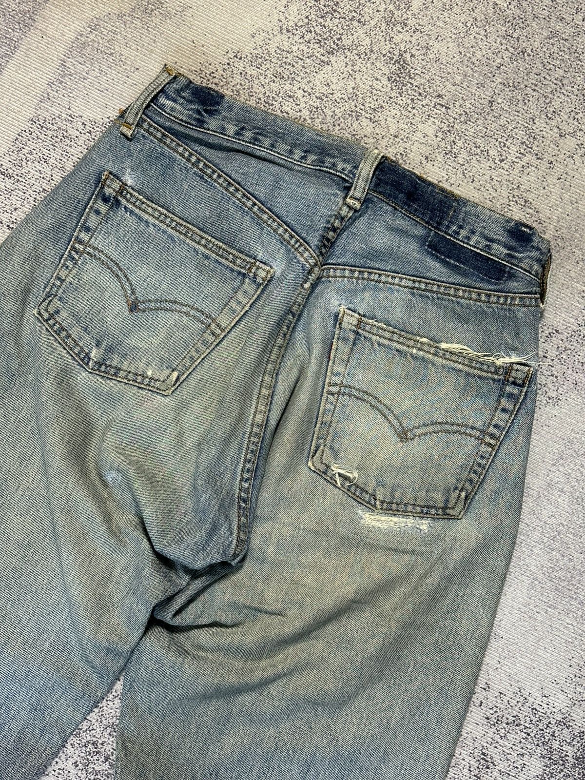 Kapital Vintage Levis 501 Button J22 Selvedge Distressed Denim Jeans Size US 27 - 15 Thumbnail