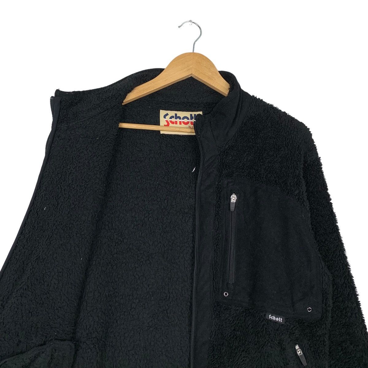 Schott SCHOTT NYC Deep Pile Black Fleece Jacket #1045-C47 Size US L / EU 52-54 / 3 - 10 Thumbnail