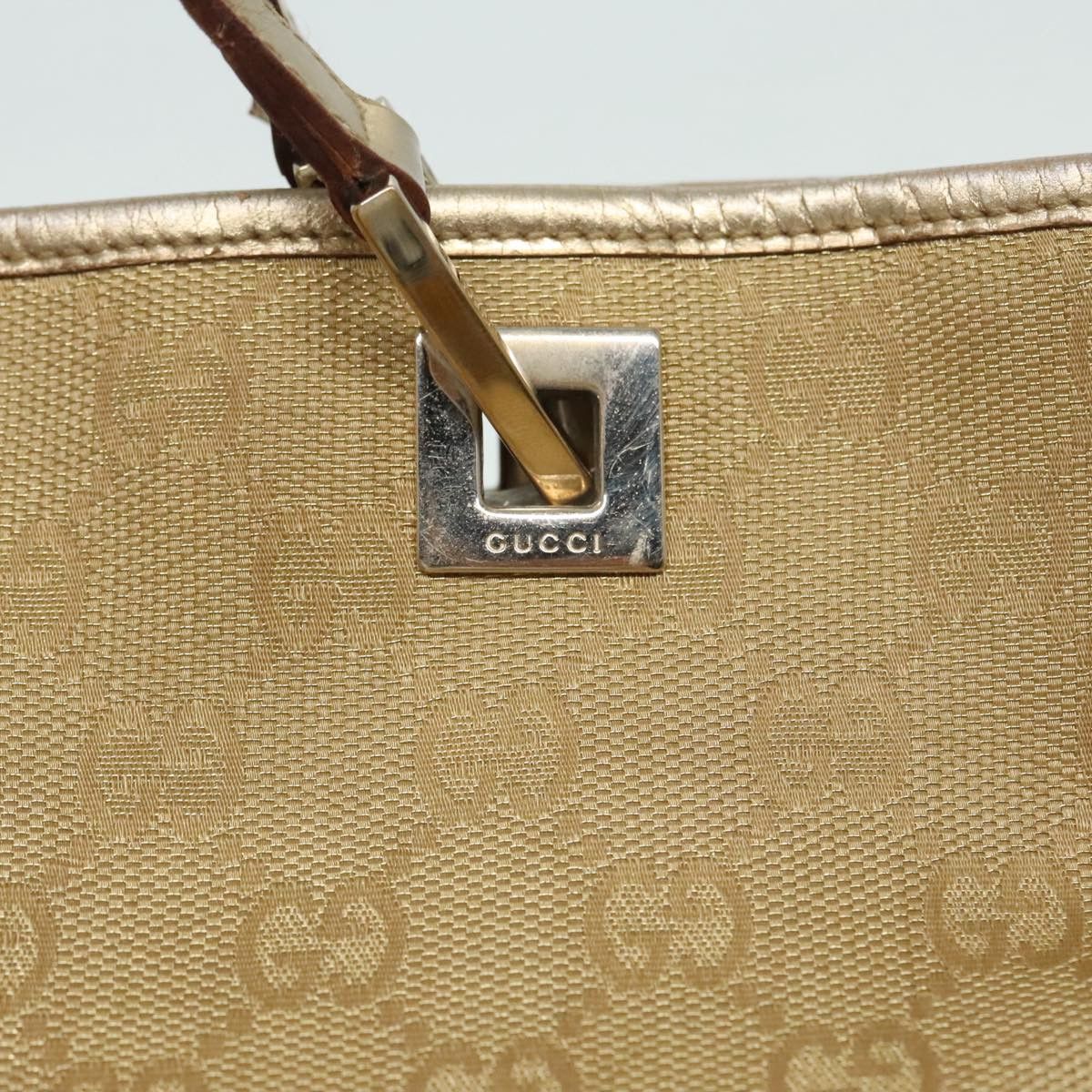 GUCCI GG Canvas Shoulder Bag Gold Tone Gold 0021099