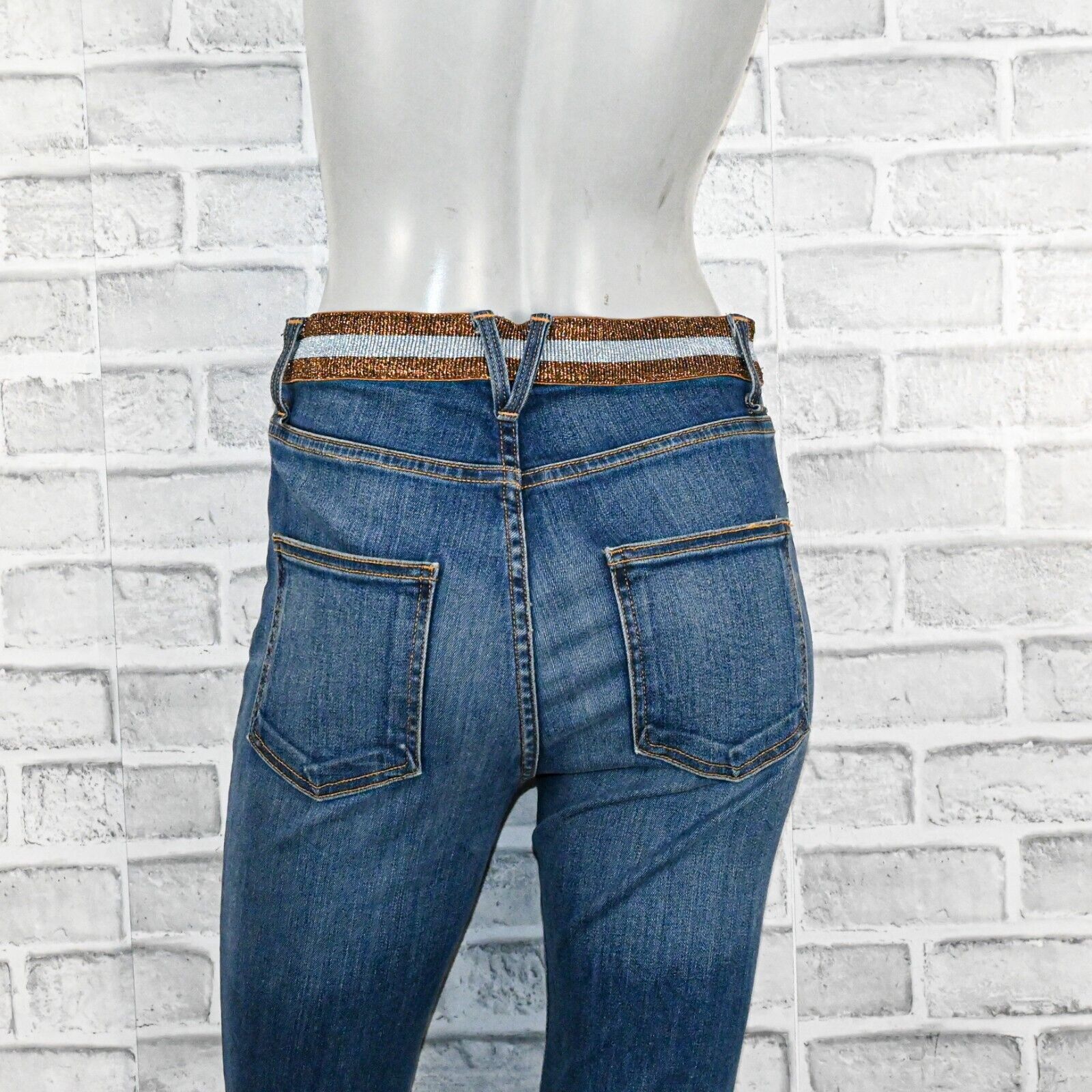 Veronica Beard Veronica Beard Kate Skinny High Rise Jeans Metallic waist Size 28" / US 6 / IT 42 - 13 Thumbnail