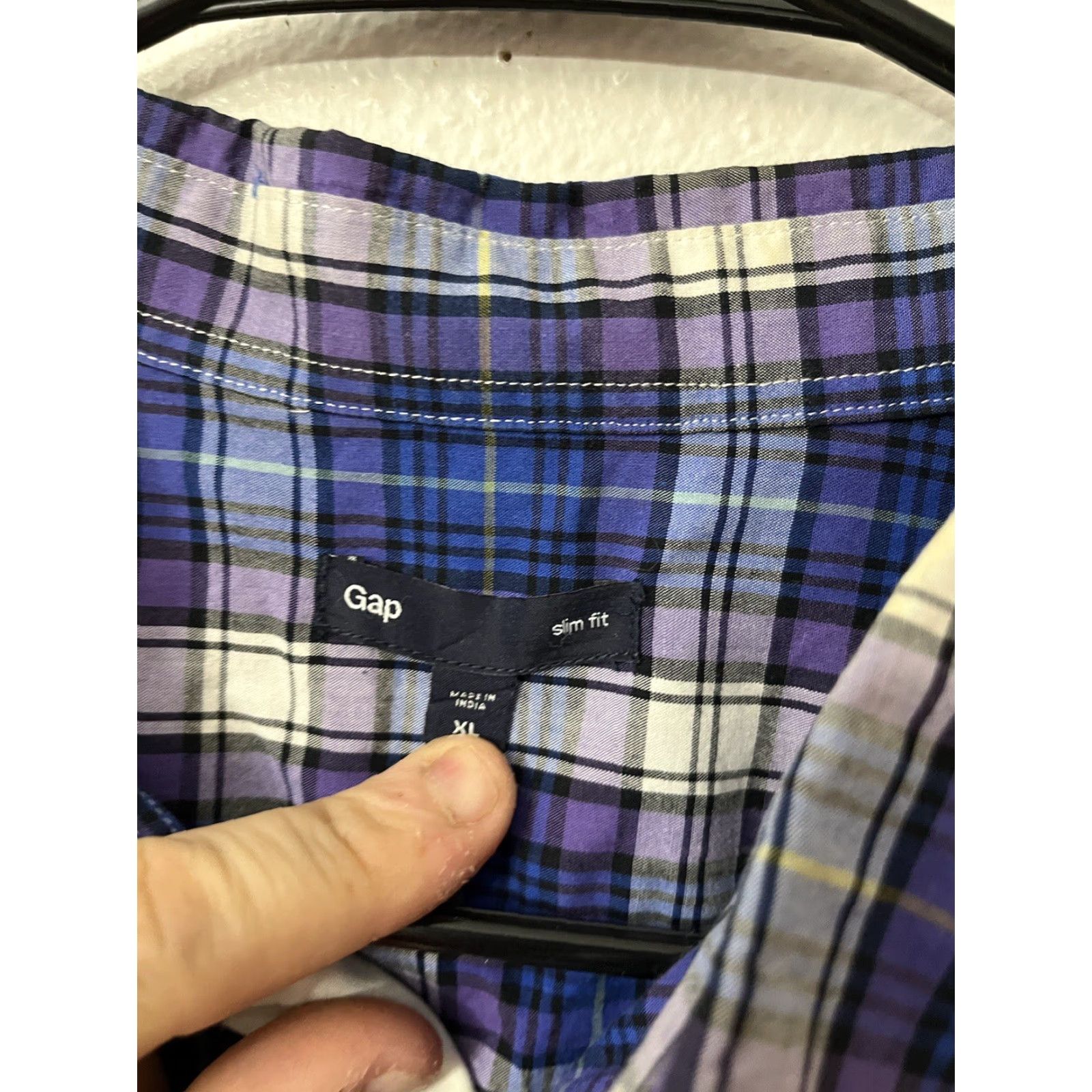 Gap Gap Button-Up Shirt Mens XL Blue Plaid Slim Fit Long Sleeve Button-Down Collar Mens Clothing Size US XL / EU 56 / 4 - 2 Thumbnail