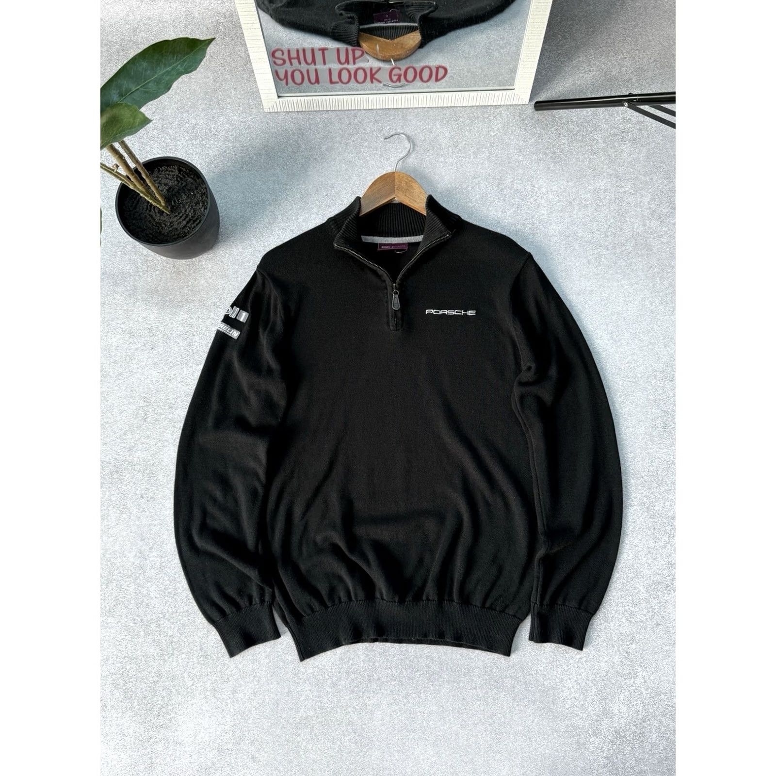 Vintage VINTAGE Porsche Design Half Zip Knit Sweater Racing Black Size S Mens Porsche Racing Pullover Knitting Cotton 90s Cars Bib Size US S / EU 44-46 / 1 - 2 Thumbnail
