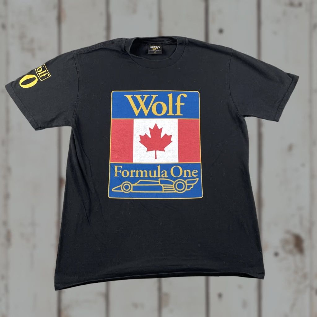 Vintage VINTAGE Retro GP Walter Wolf Racing Formula One #20 Canada Black T-Shirt Mens Medium 100% Cotton Crew Neck Grey Wolf Retro Racing Grand Prix 80s 90s Size US M / EU 48-50 / 2 - 1 Thumbnail