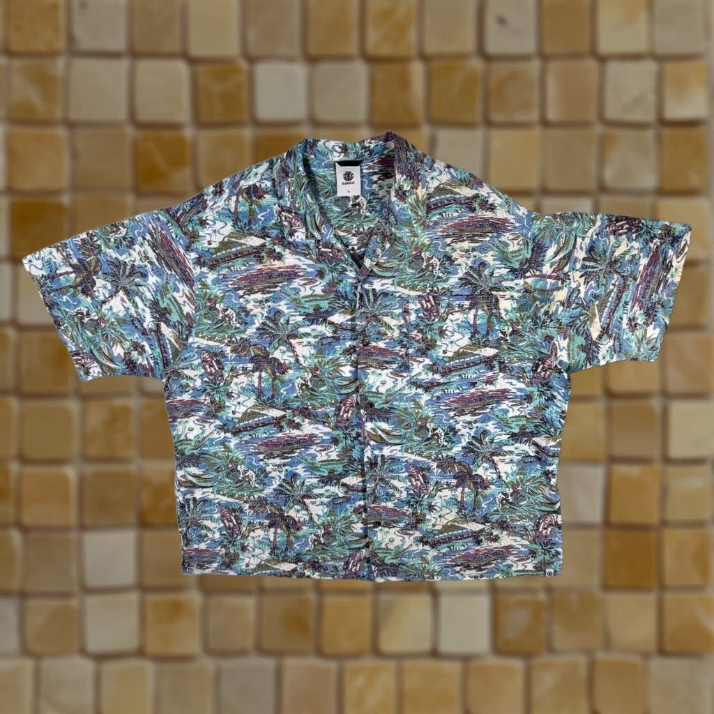 Element Element Hawaiian Tropical Pattern Cotton Linen Short Sleeve Shirt XL Men Multicoloured Button-Up Casual Shirt Size US XL / EU 56 / 4 - 1 Thumbnail