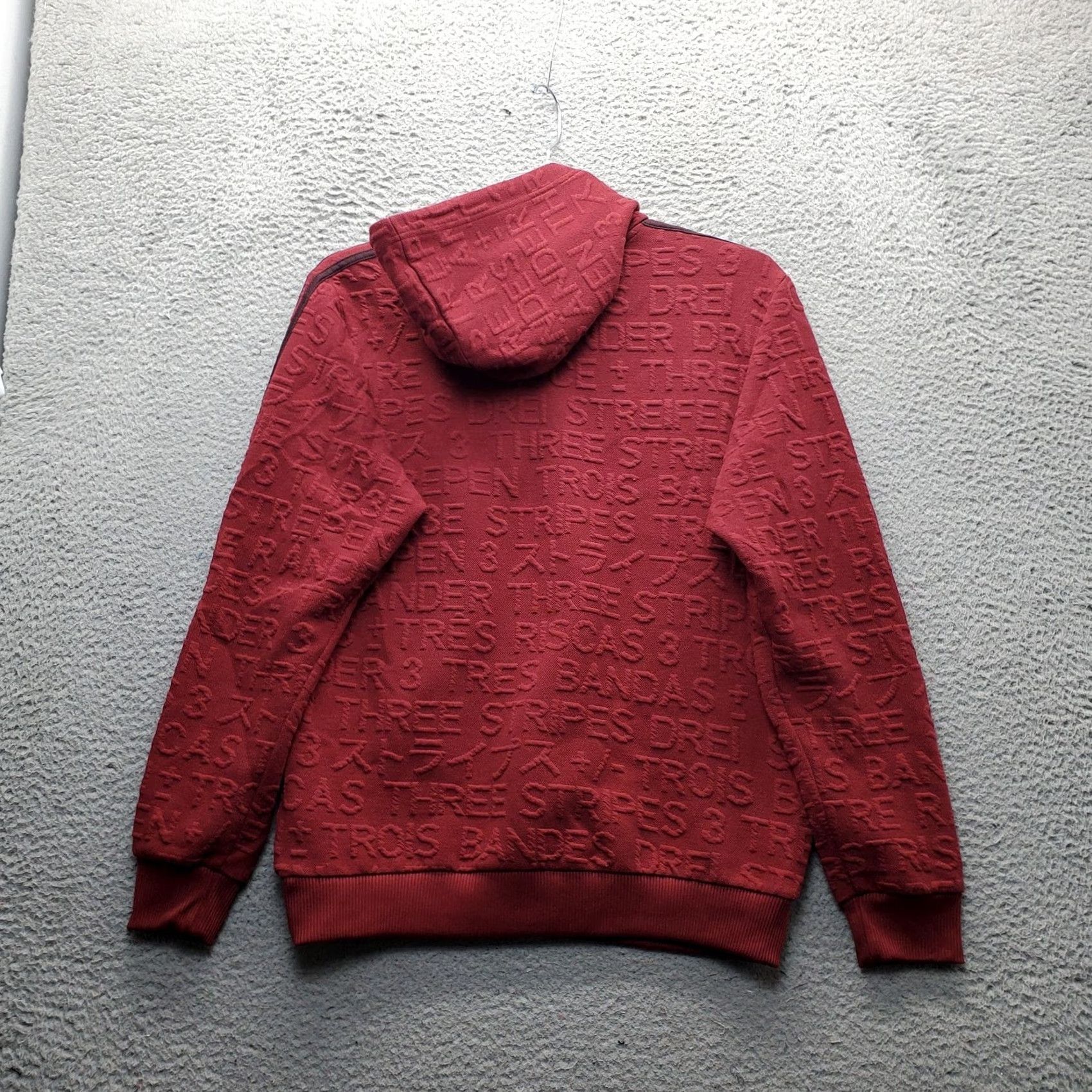 Adidas Adidas Hoodie Mens M Dark Red Embossed 3 Stripes Long Sleeve Pullover Shirt Womens? Size US M / EU 48-50 / 2 - 2 Thumbnail