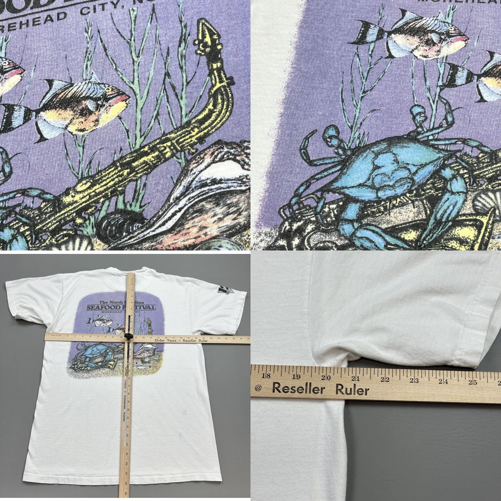 Tultex VINTAGE North Carolina Seafood Festival Shirt Mens Large White Tultex USA Made Size US L / EU 52-54 / 3 - 9 Thumbnail