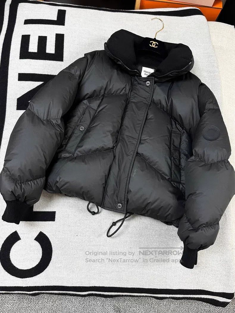 Hermes Hermes Black Lapel Down Jacket with Goose Down Filling Size XXS / US 00 / IT 34 - 1 Thumbnail