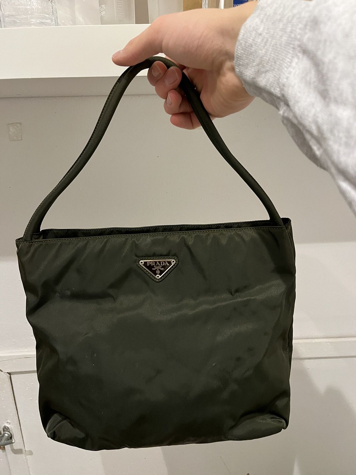 image of Prada Handle Bag in Green, Women's