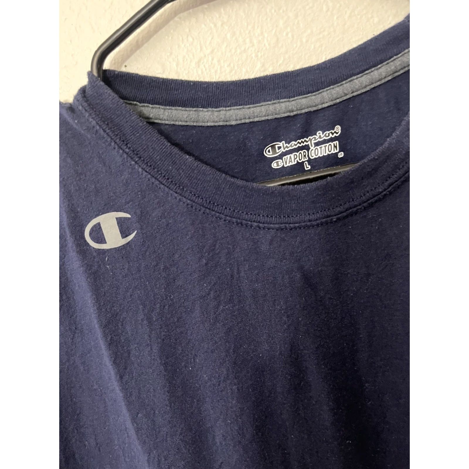 Champion CHAMPION Vapor Cotton T-Shirt Men's Large Navy Heather Logo Athletic Performance Size US M / EU 48-50 / 2 - 2 Thumbnail