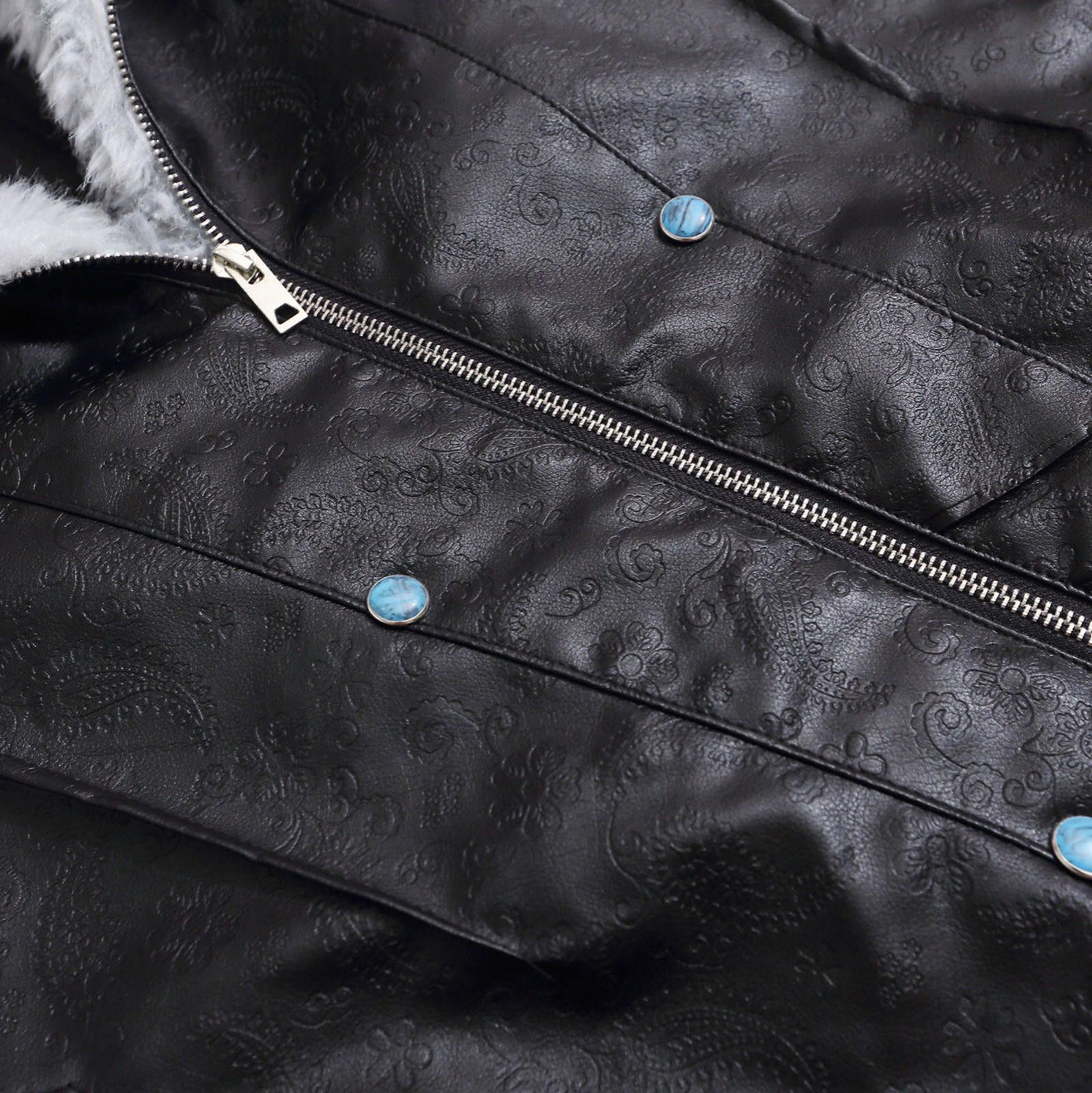 Japanese Brand Black Faux Leather Faux Fur Lined Jacket, Winter Outerwear Size M / US 6-8 / IT 42-44 - 2 Thumbnail