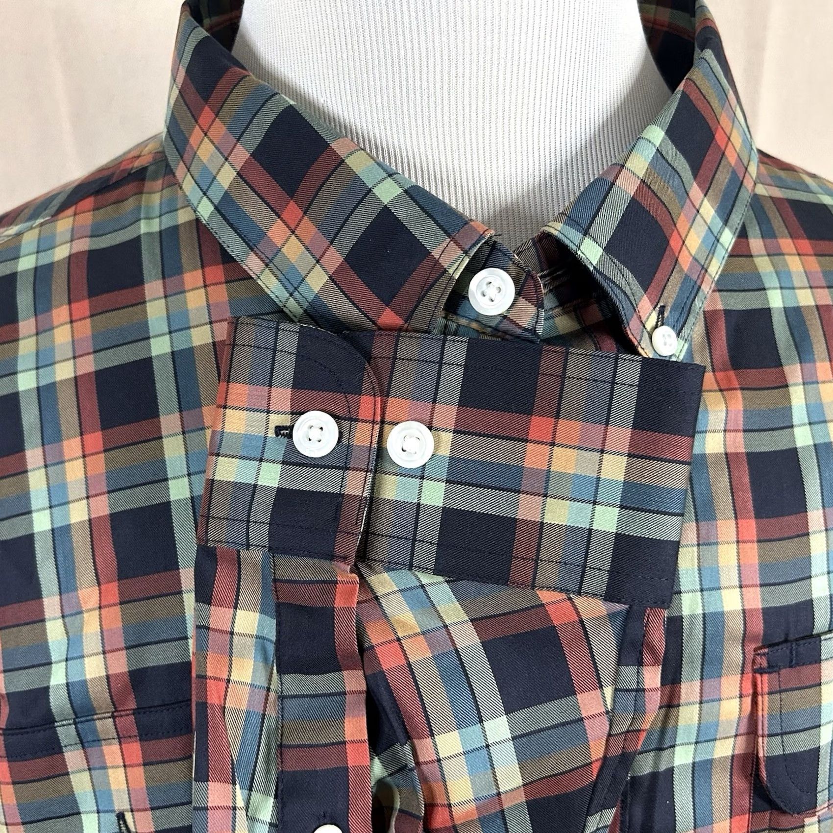 CO Duluth Trading Co 2XL Untucked Soft Skills Shirt Orange Green Plaid Shirt Button-Up Long Sleeve Collared Casual Mens NWT Size US XXL / EU 58 / 5 - 4 Thumbnail