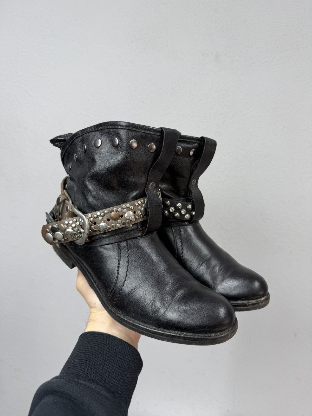Vintage Italian AS 98 Vibe YSL Style Leather Biker Boots
