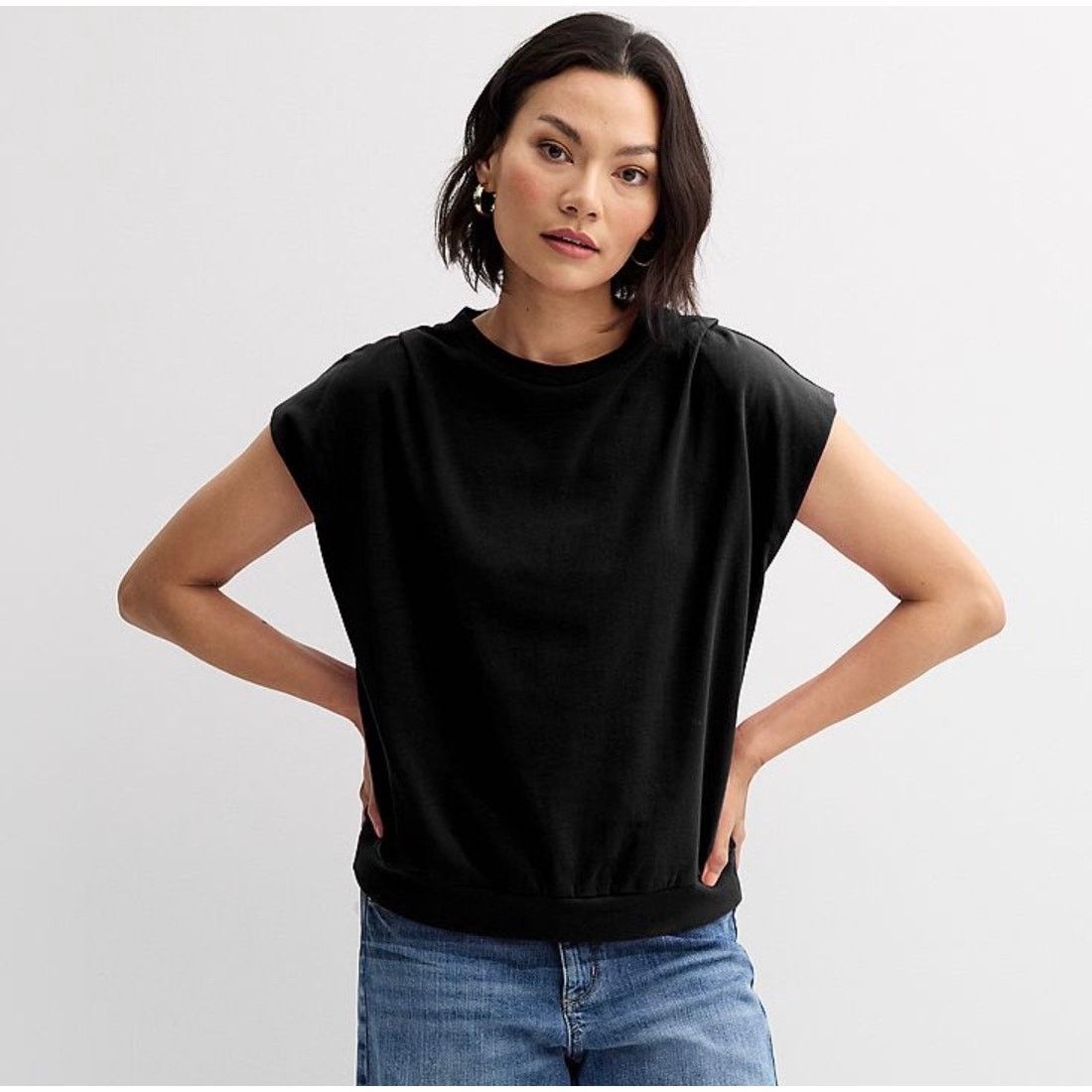 Sonoma Sonoma Black Dolman Sleeve Crop Relaxed Shirt Women L - D010 Size L / US 10 / IT 46 - 1 Thumbnail