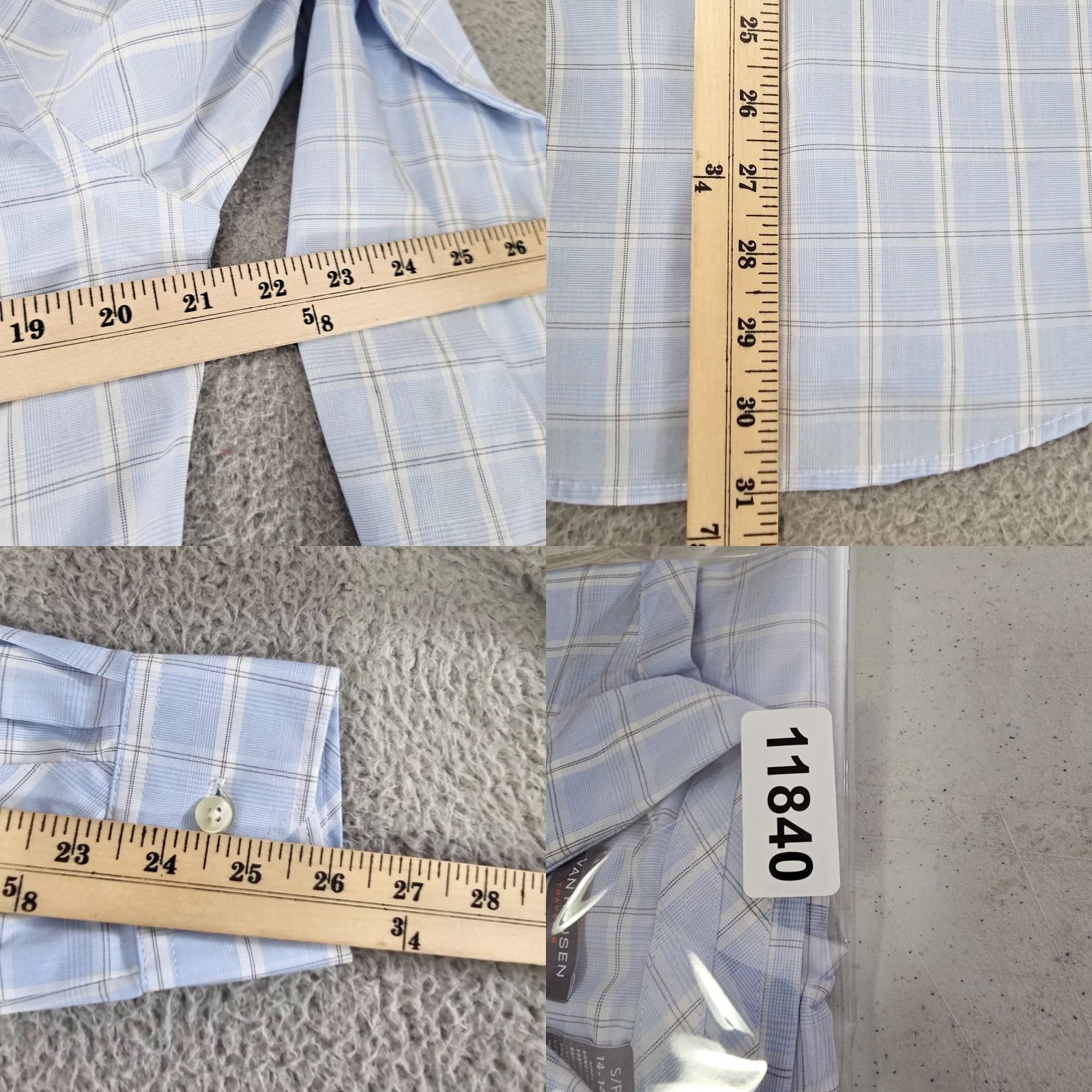 Van Heusen Van Heusen Shirt Mens Small Blue Check Classic Fit Travel Long Sleeve Button Up Size US S / EU 44-46 / 1 - 8 Thumbnail