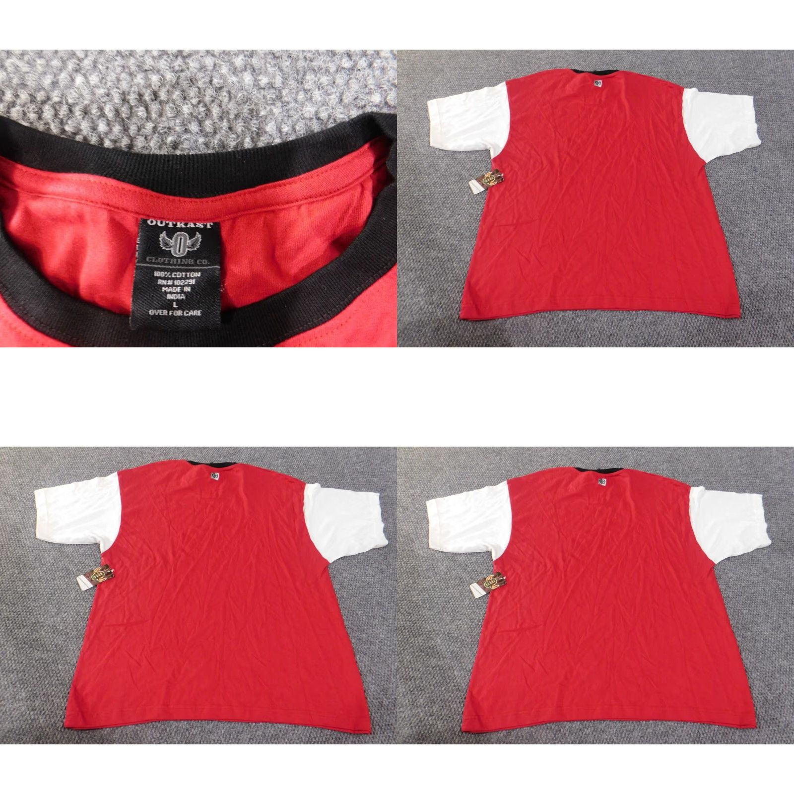 CO Outkast Shirt Men L Red Hip Hop Logo Crew Neck Short Sleeve Cotton Knit T-Shirt Vintage? No, Deadstock Retro Style Size US L / EU 52-54 / 3 - 8 Thumbnail