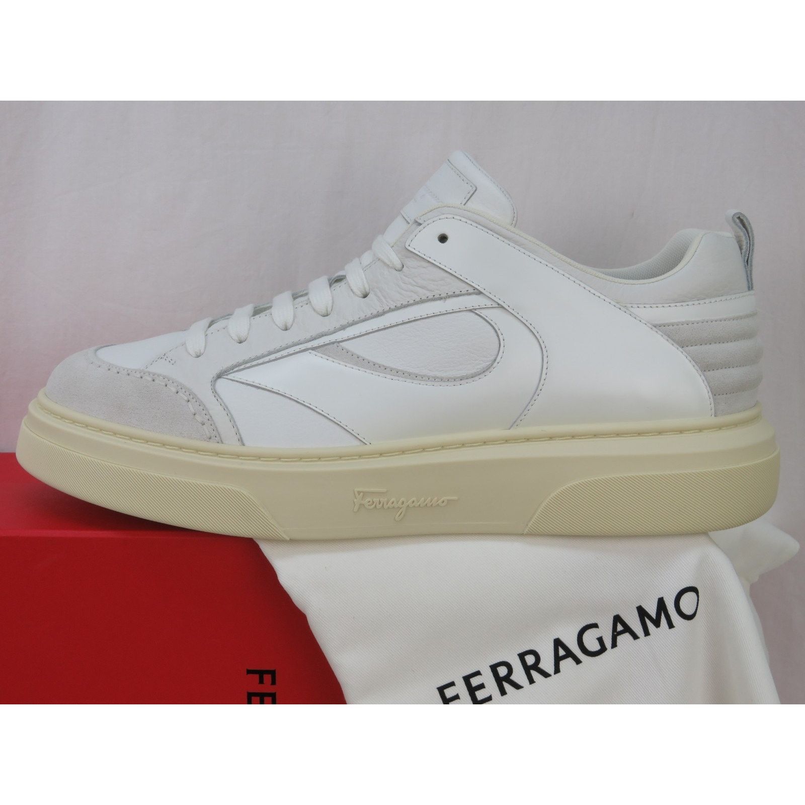 Salvatore Ferragamo FERRAGAMO CASSINA WHITE LEATHER GANCINI LOGO SNEAKERS 12 IT Size US 12 / EU 45 - 6 Thumbnail