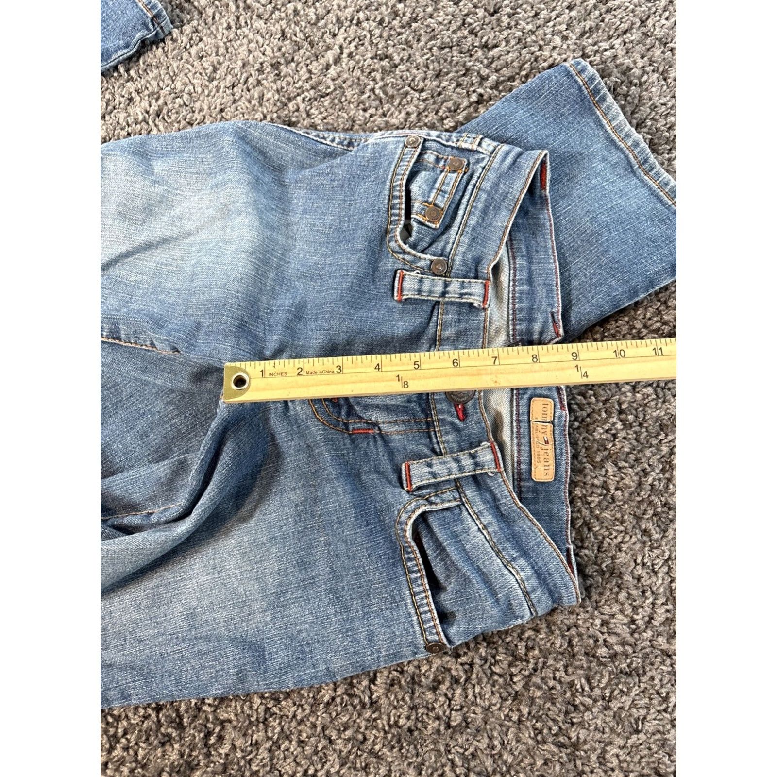 Vintage VINTAGE Tommy Jeans Jeans Womens 26x30 Blue Low Rise Boot Jeans 5-Pocket Distressed Flap Y2K Size 26" / US 2 / IT 38 - 6 Thumbnail