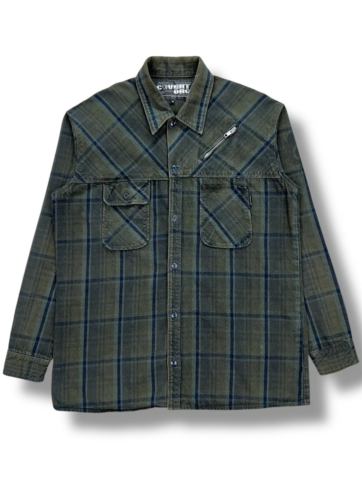 Japanese Brand Covert Org by Fuudobrain Anarchy Plaid Button Ups Shirt Size US M / EU 48-50 / 2 - 2 Thumbnail
