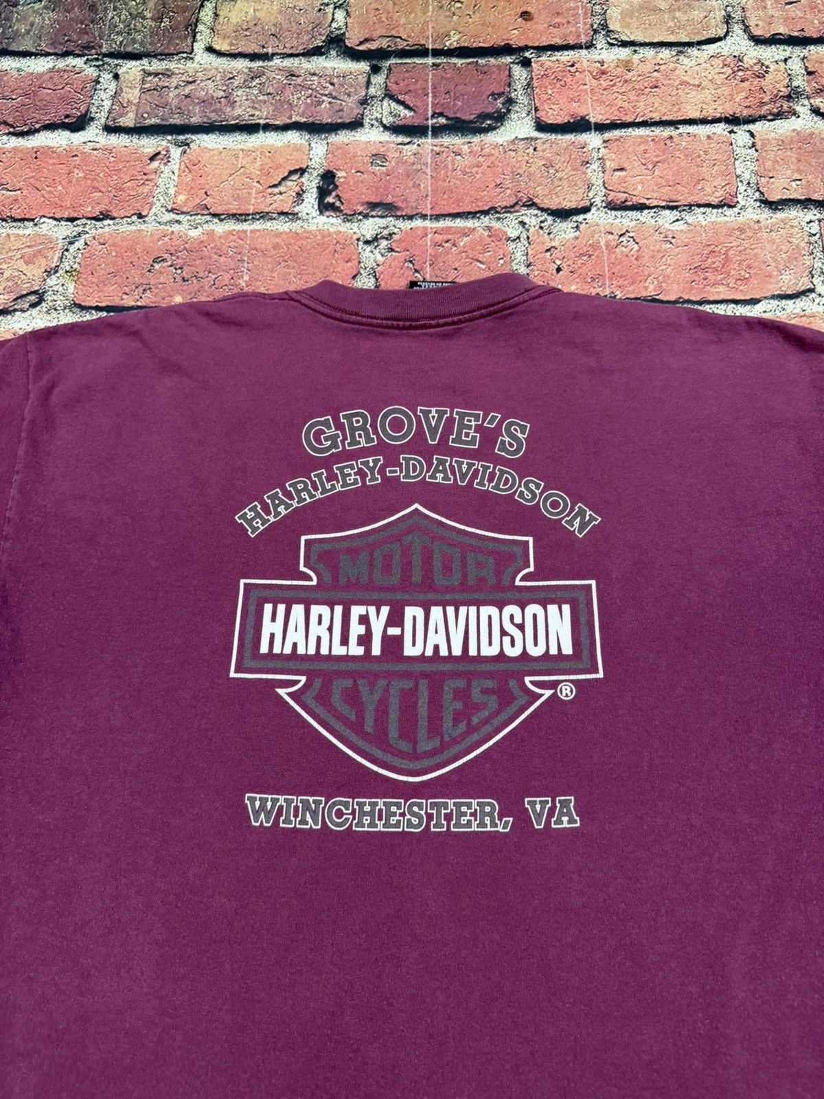 Harley Davidson Harley Davidson Maroon T Shirt Eagle Flames Winchester VA Size US XL / EU 56 / 4 - 5 Thumbnail