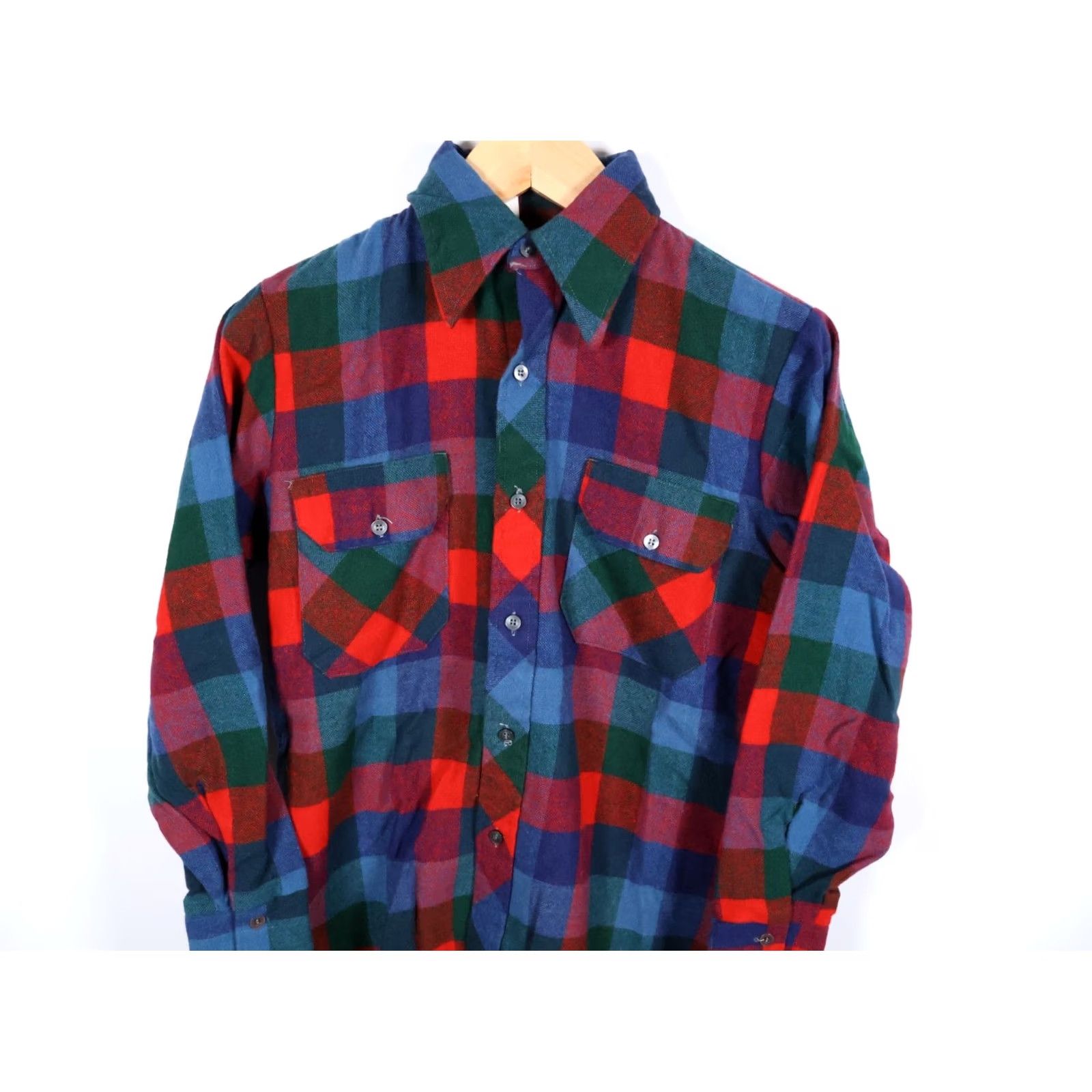Vintage VINTAGE Sir Guy Wool Flannel Shirt Plaid Check 80s 90s Grunge Mens Medium Red Blue Collared Button-Up Long Sleeve Casual Workwear USA Made Size US M / EU 48-50 / 2 - 4 Thumbnail