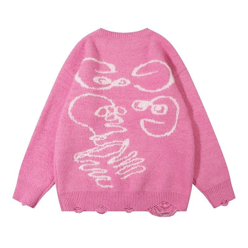Japanese Brand × Vintage Knitted fluffy sweater skull print pullover patchwork style Size US L / EU 52-54 / 3 - 2 Thumbnail