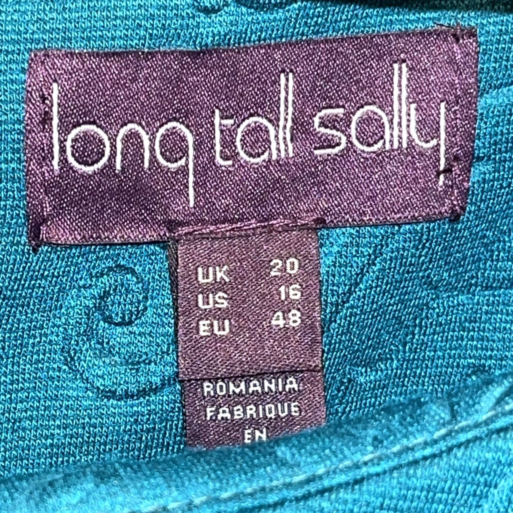 Vintage VINTAGE Long Tall Sally TURQUOISE Blue Floral Embossed Zipper Accents Short Sleeve Sz 16 Size 38" / US 16 / IT 52 - 2 Thumbnail