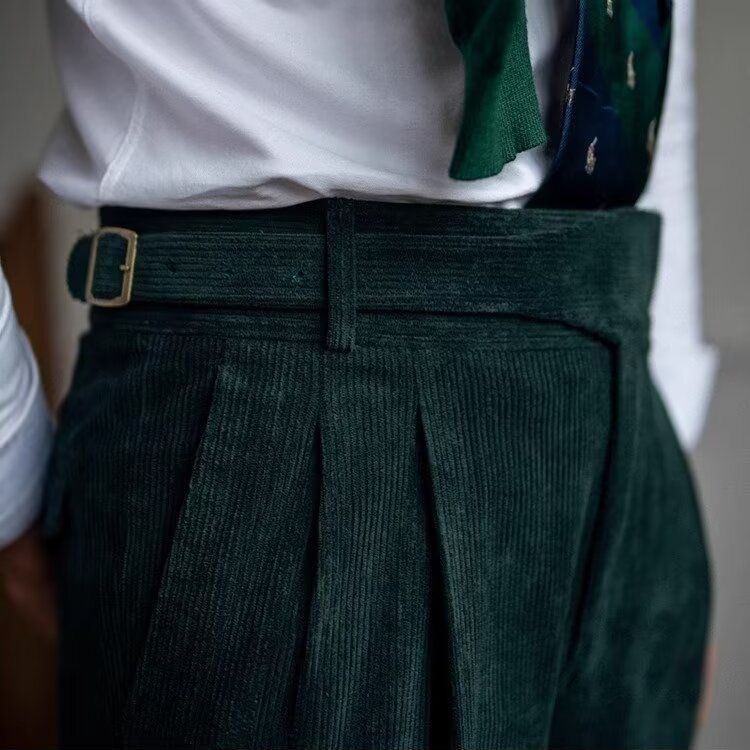 Japanese Brand Italian Style Green Corduroy Naples Suit Pants Size US 32 / EU 48 - 4 Thumbnail