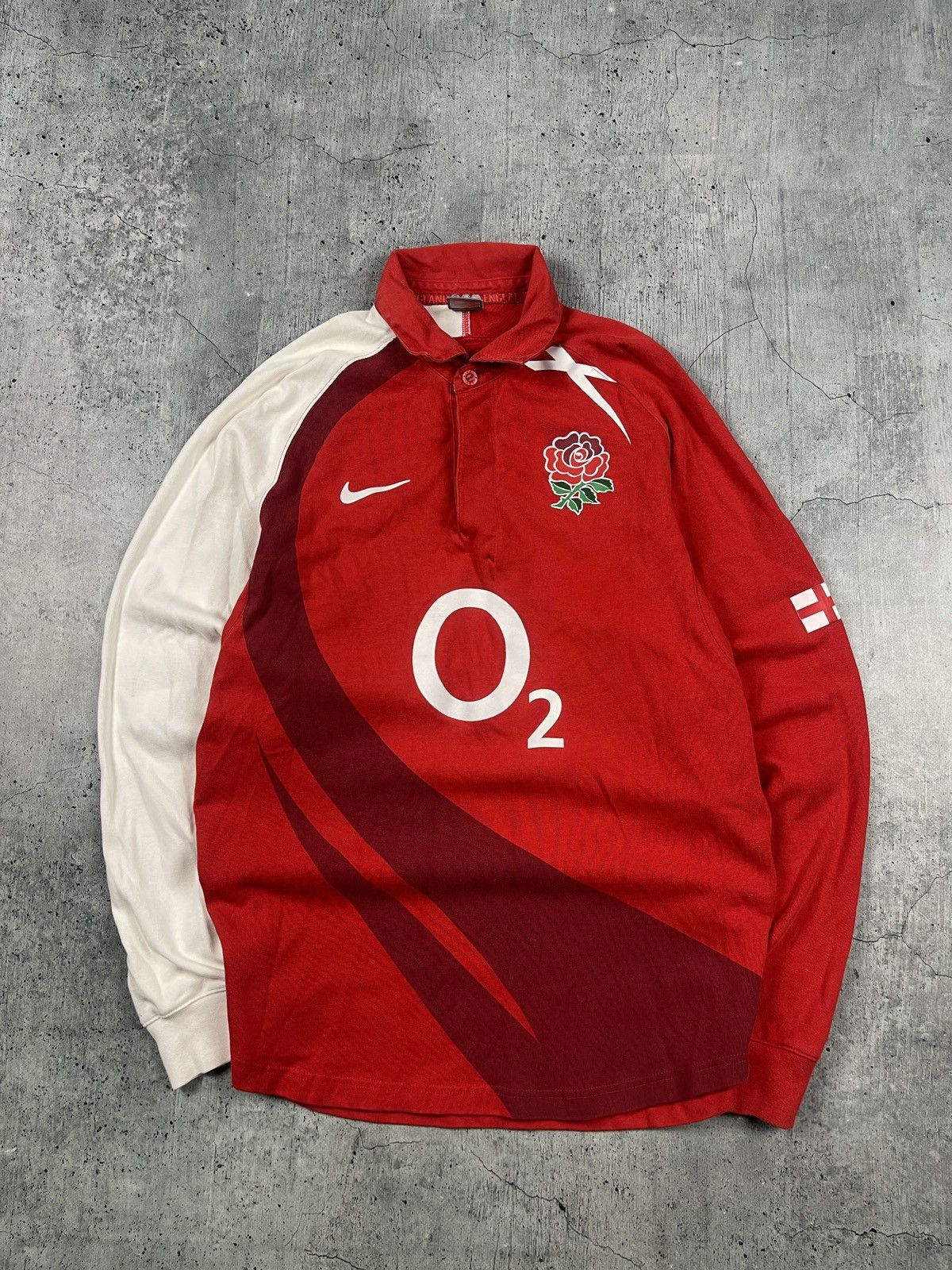 Nike × Vintage 🌹 NIKE O2 ENGLAND RUGBY LONGSLEEVE JERSEY FOOTBALL Y2K 90’s Size US L / EU 52-54 / 3 - 1 Thumbnail