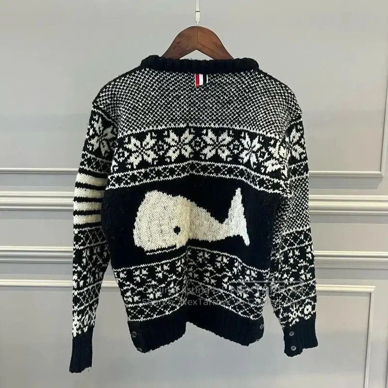 Thom Browne Thom Browne Black Wool Patterned Sweater for Women . Size S / US 4 / IT 40 - 2 Thumbnail