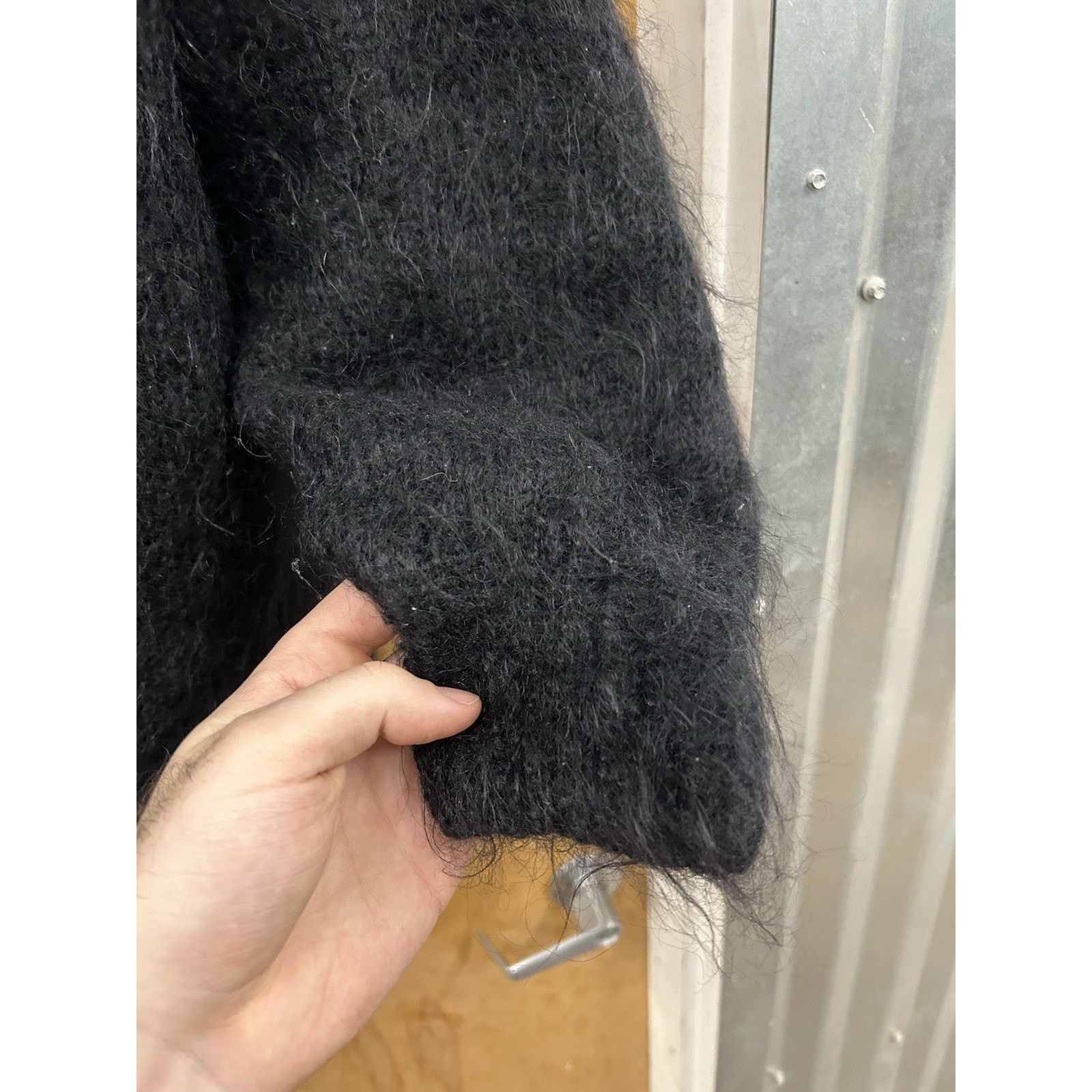 Handmade Black Mohair Shaggy Cardigan Sweater Size XL Cobain Fuzzy Size US XL / EU 56 / 4 - 6 Thumbnail