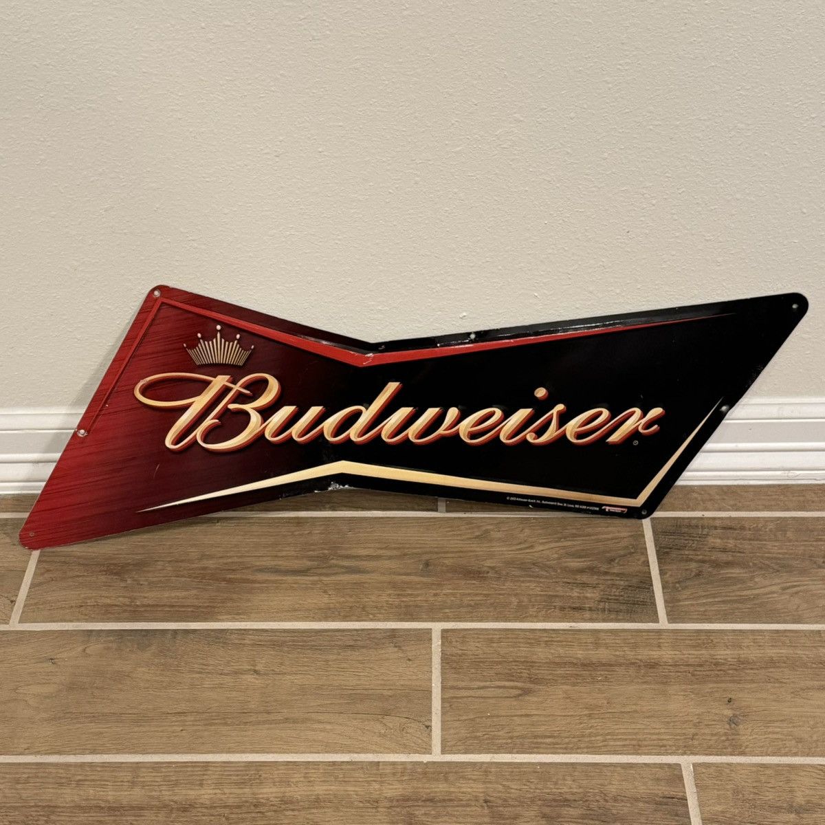 Budweiser × Vintage 2005 Budweiser Bowtie |31x10in| Beer Tin Bar Sign Man Cave Size ONE SIZE - 1 Thumbnail