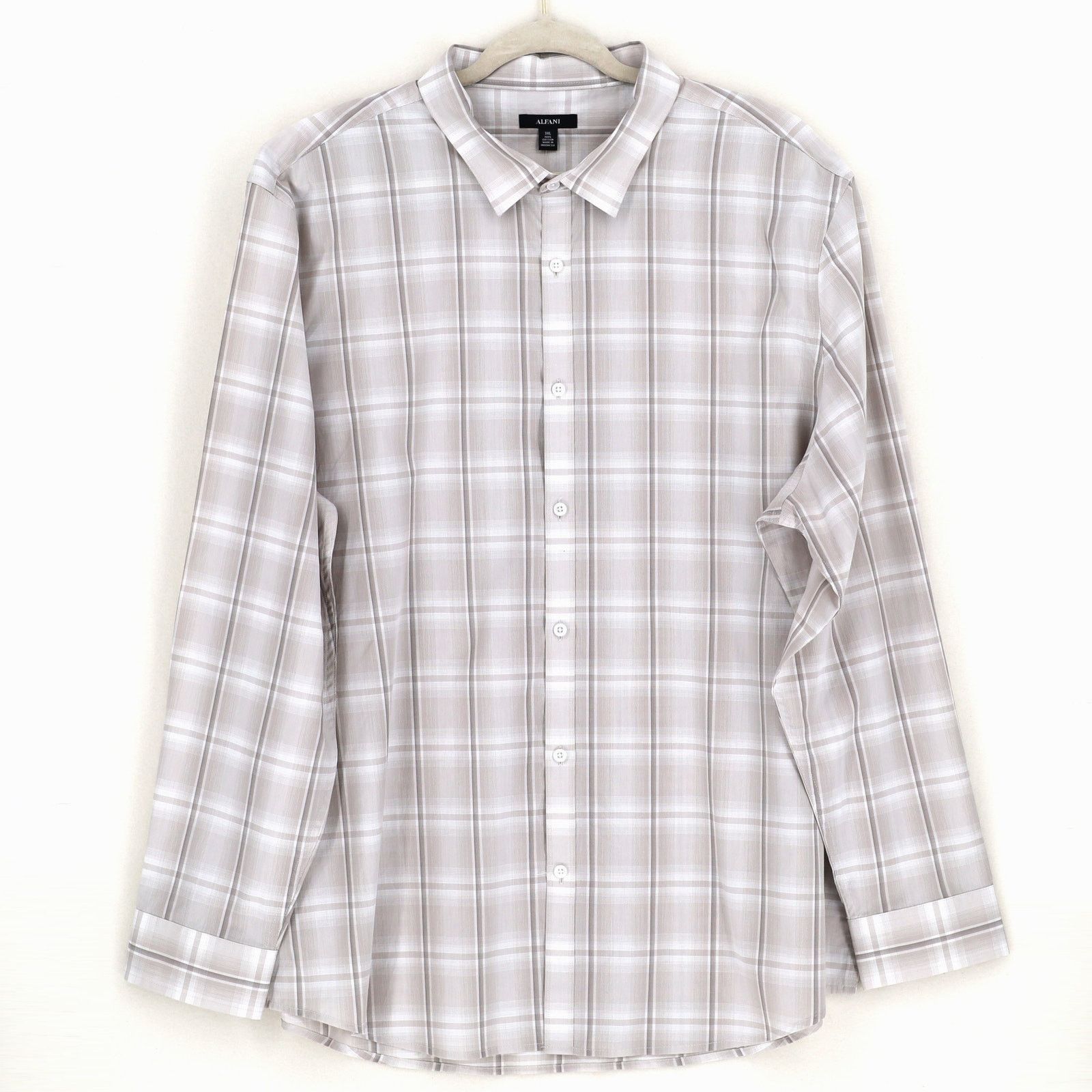 Alfani Alfani Men's White/Beige Cotton Button-Up Shirt Size 3XL Size US XXL / EU 58 / 5 - 2 Thumbnail
