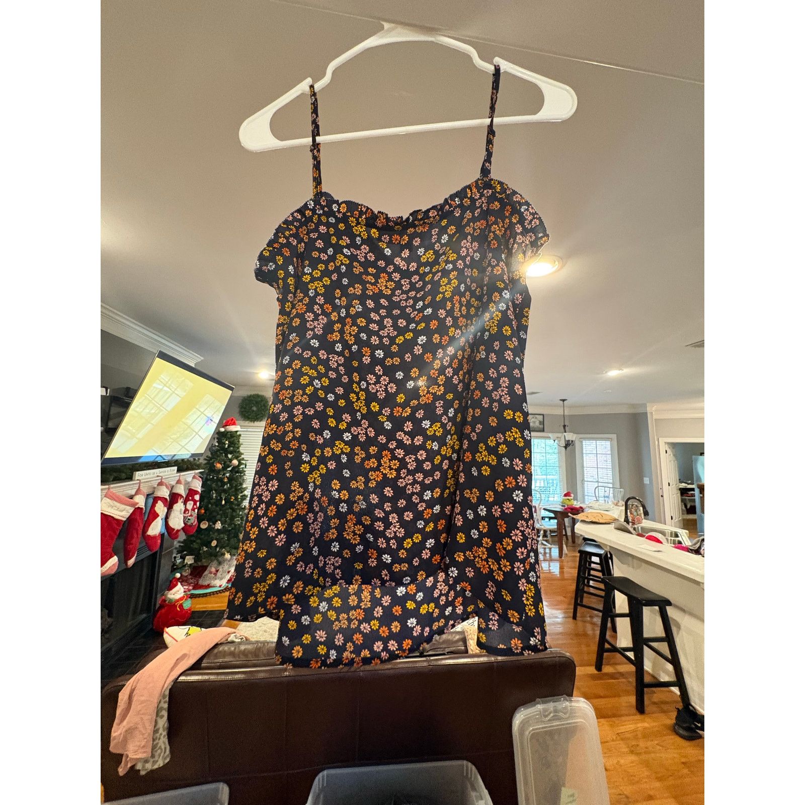 Loft LOFT XS Navy Floral Cold Shoulder Dress NWT Spaghetti Strap Size XS / US 0-2 / IT 36-38 - 4 Thumbnail