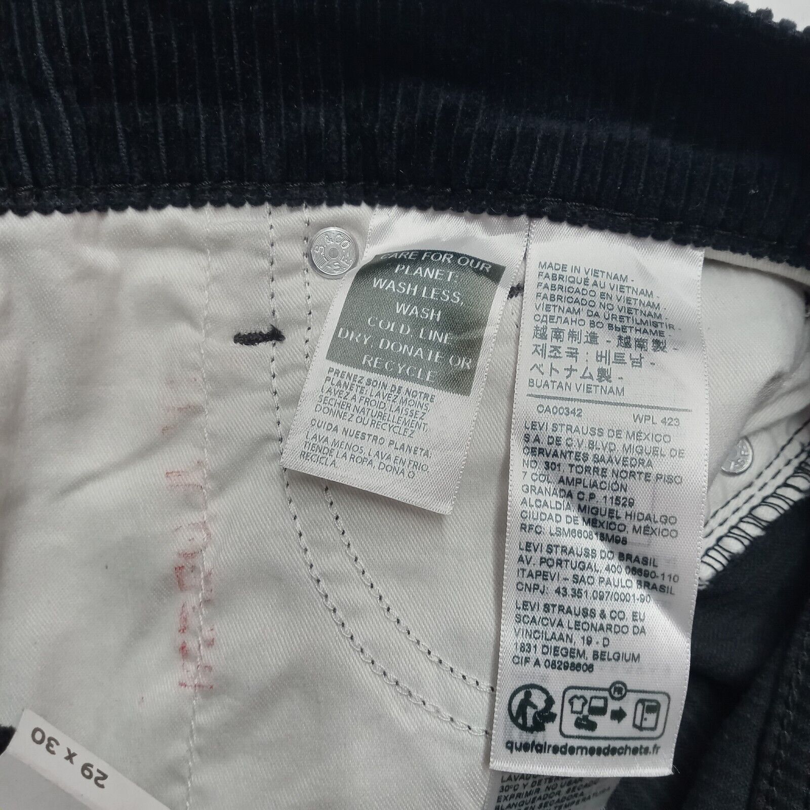 Levi's Levi’s 315 Bootcut Corduroy Women’s Sz 29x30 Black IRREGULAR Size 29" - 3 Thumbnail