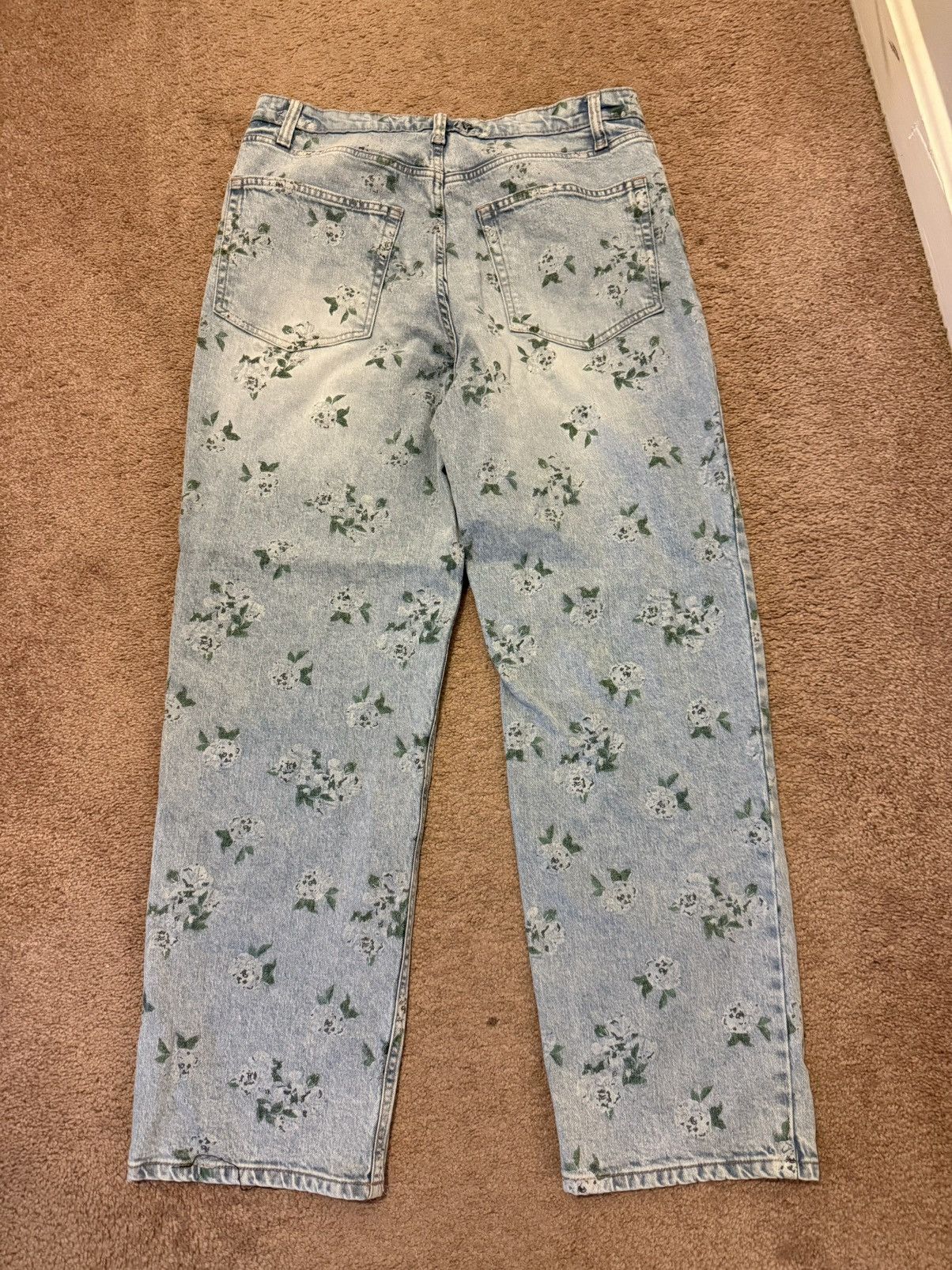 Vintage Blue denim floral jeans Size US 31 - 4 Thumbnail