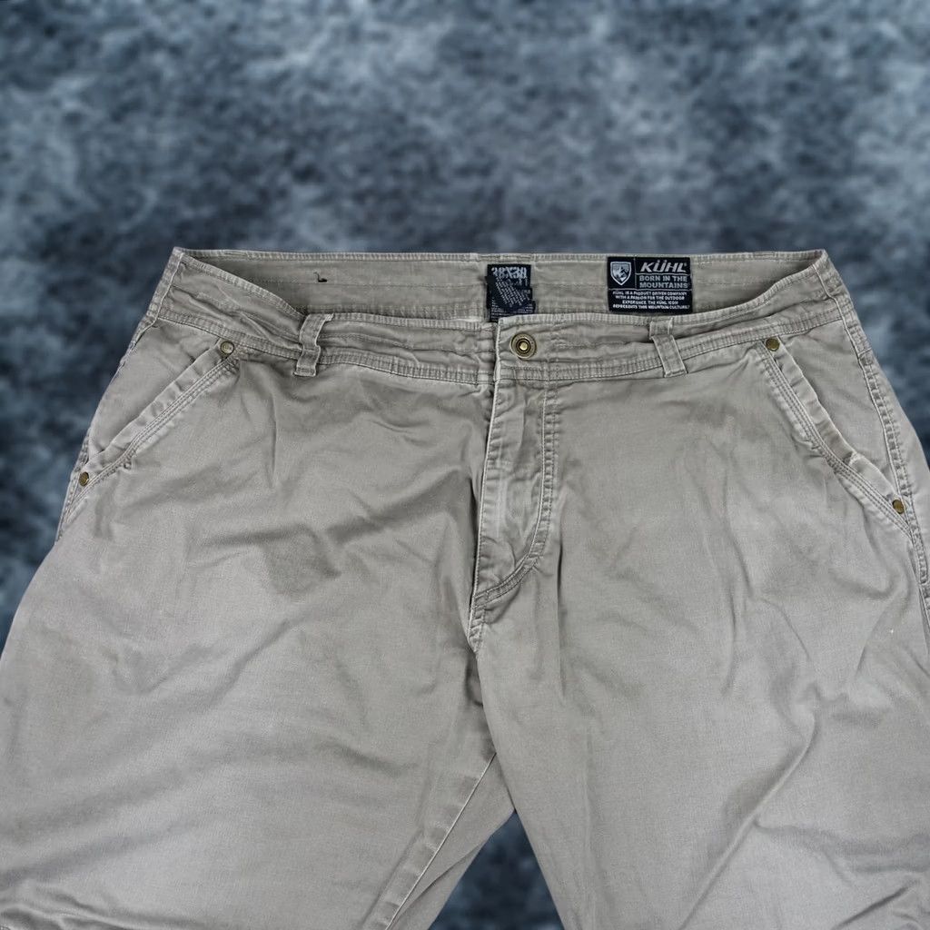 Vintage Kuhl Slackr Pants Mens 38x30 Gray Chino Stretch Articulated Knees Casual Regular Straight Front Pockets 98% Cotton 2% Spandex Size US 38 / EU 54 - 1 Thumbnail
