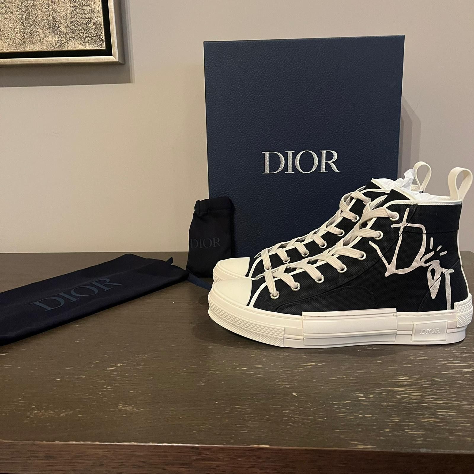 Dior × Travis Scott Cactus Jack B23 High Top Logo Sneakers in Black Size US 13 / EU 46 - 2 Thumbnail