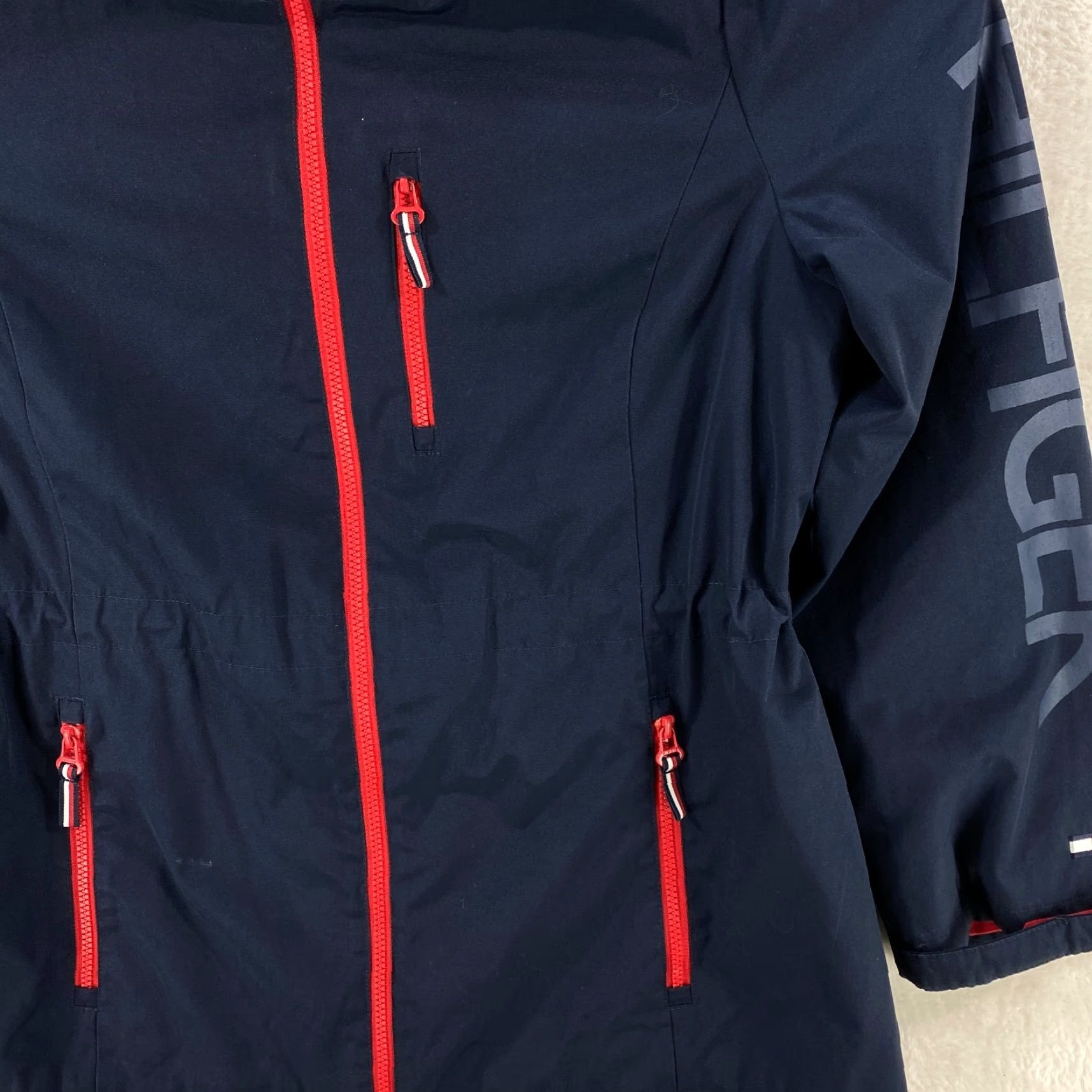 Tommy Hilfiger TOMMY HILFIGER Shell Jacket Women Large Blue Red Full Zip Pockets Zip Zippered Size L / US 10 / IT 46 - 4 Thumbnail