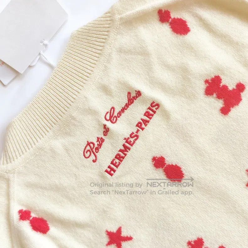 Hermes Hermes Embroidered Beige Cashmere Sweater Knit Top Size XS / US 0-2 / IT 36-38 - 6 Thumbnail