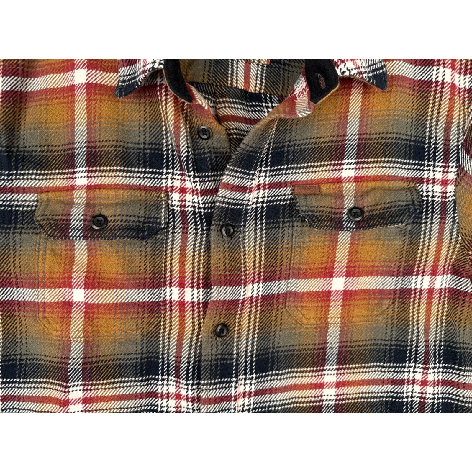 Orvis VINTAGE ORVIS Shirt Mens Large Beige Red Black Flannel Plaid Button-Up Cotton Fish Camp Size US L / EU 52-54 / 3 - 6 Thumbnail