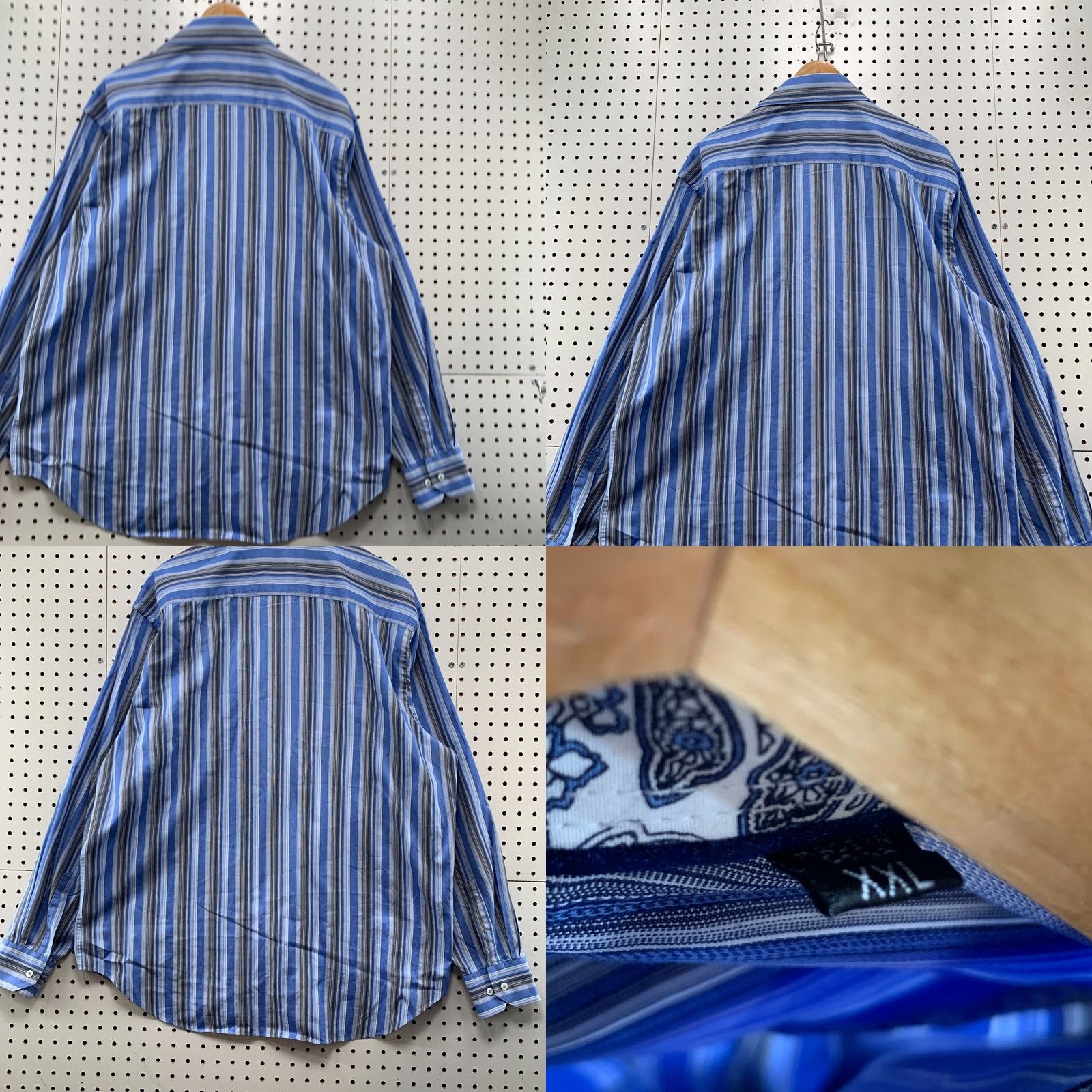BUGATCHI Bugatchi Uomo Shirt Mens 2XL Blue Striped Long Sleeve Pocket Casual Button 26x33 Size US XXL / EU 58 / 5 - 11 Thumbnail