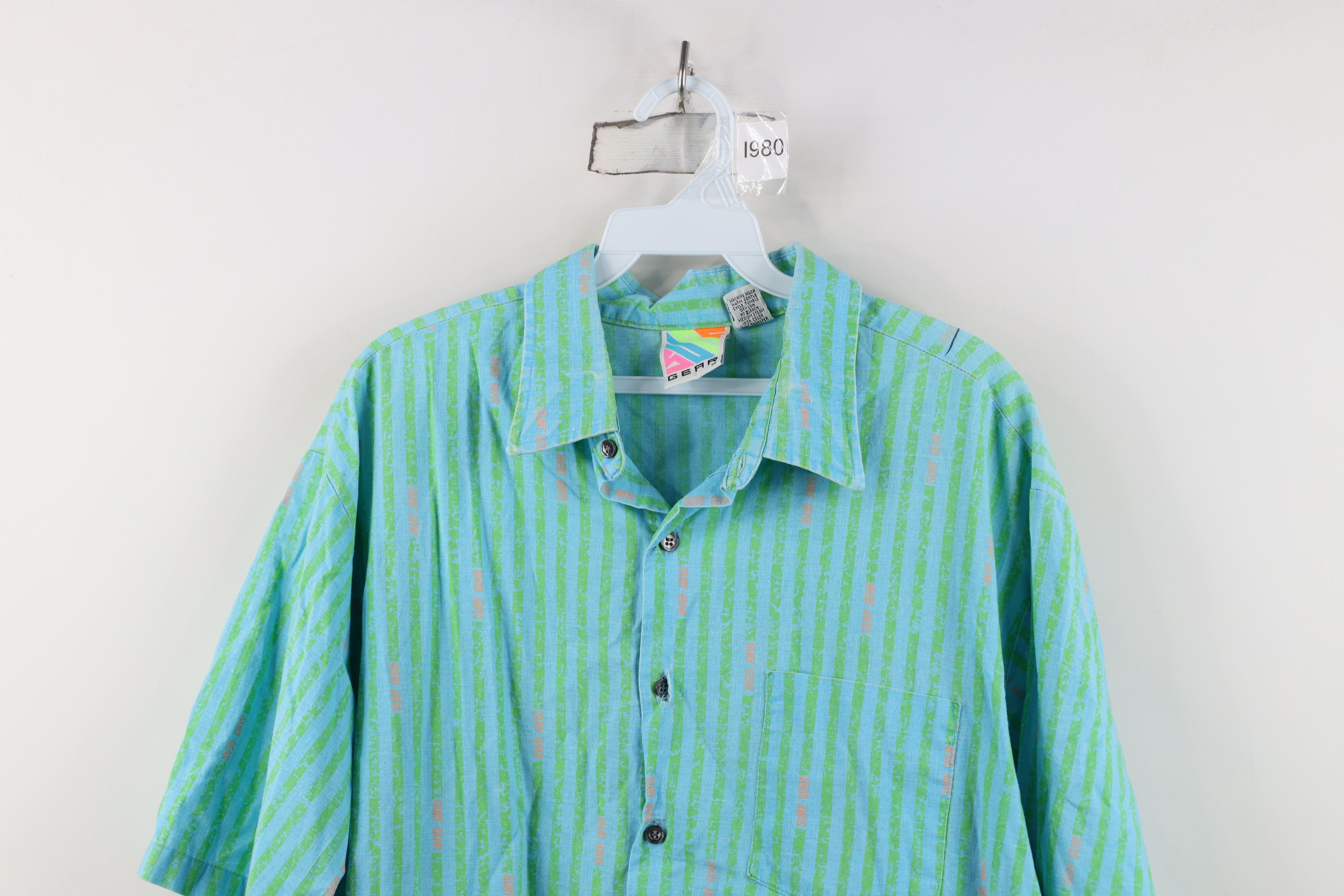 Vintage Vintage 80s 90s Surf Gear Striped Surfing Button Shirt USA Size US XL / EU 56 / 4 - 2 Thumbnail